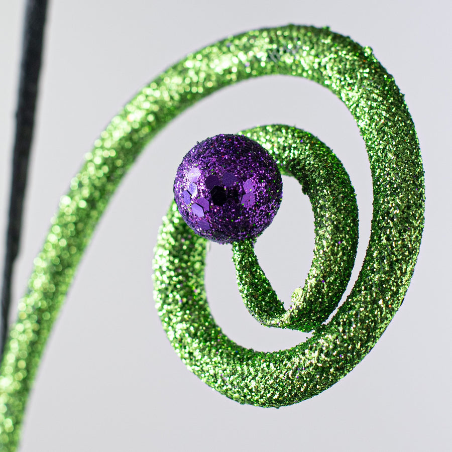 35" Glitter Spiral Ball Spray: Purple, Orange, Lime, Black Lifestyle Photo