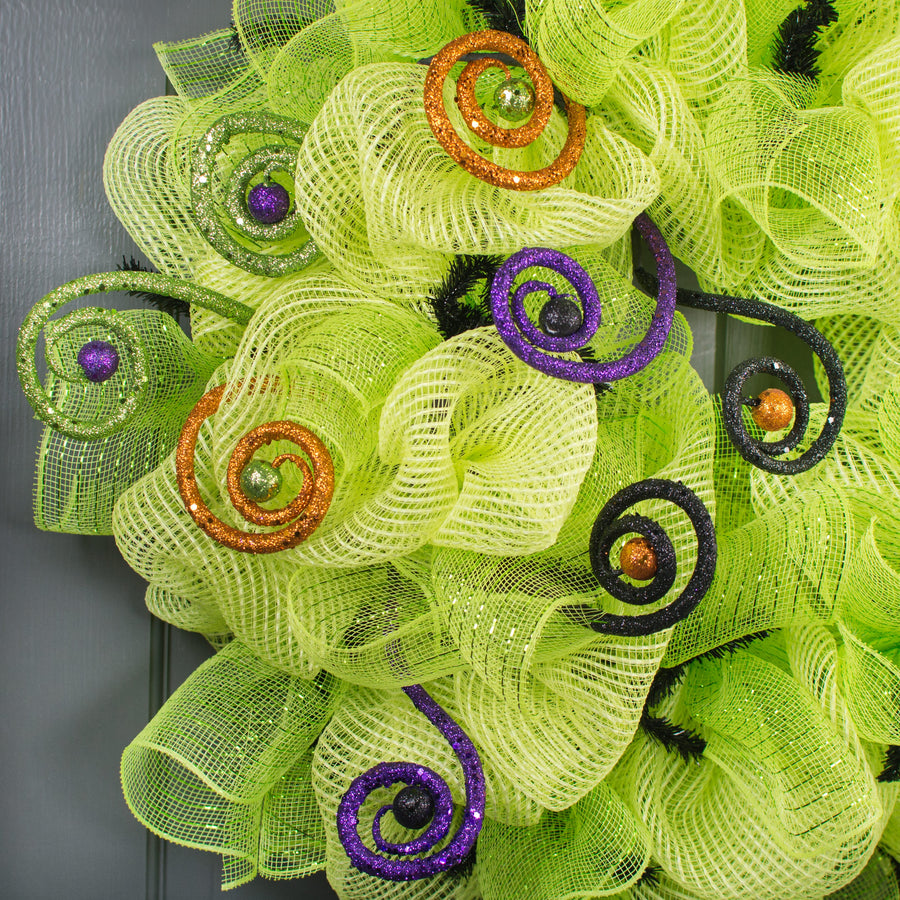 35" Glitter Spiral Ball Spray: Purple, Orange, Lime, Black detail photo 4
