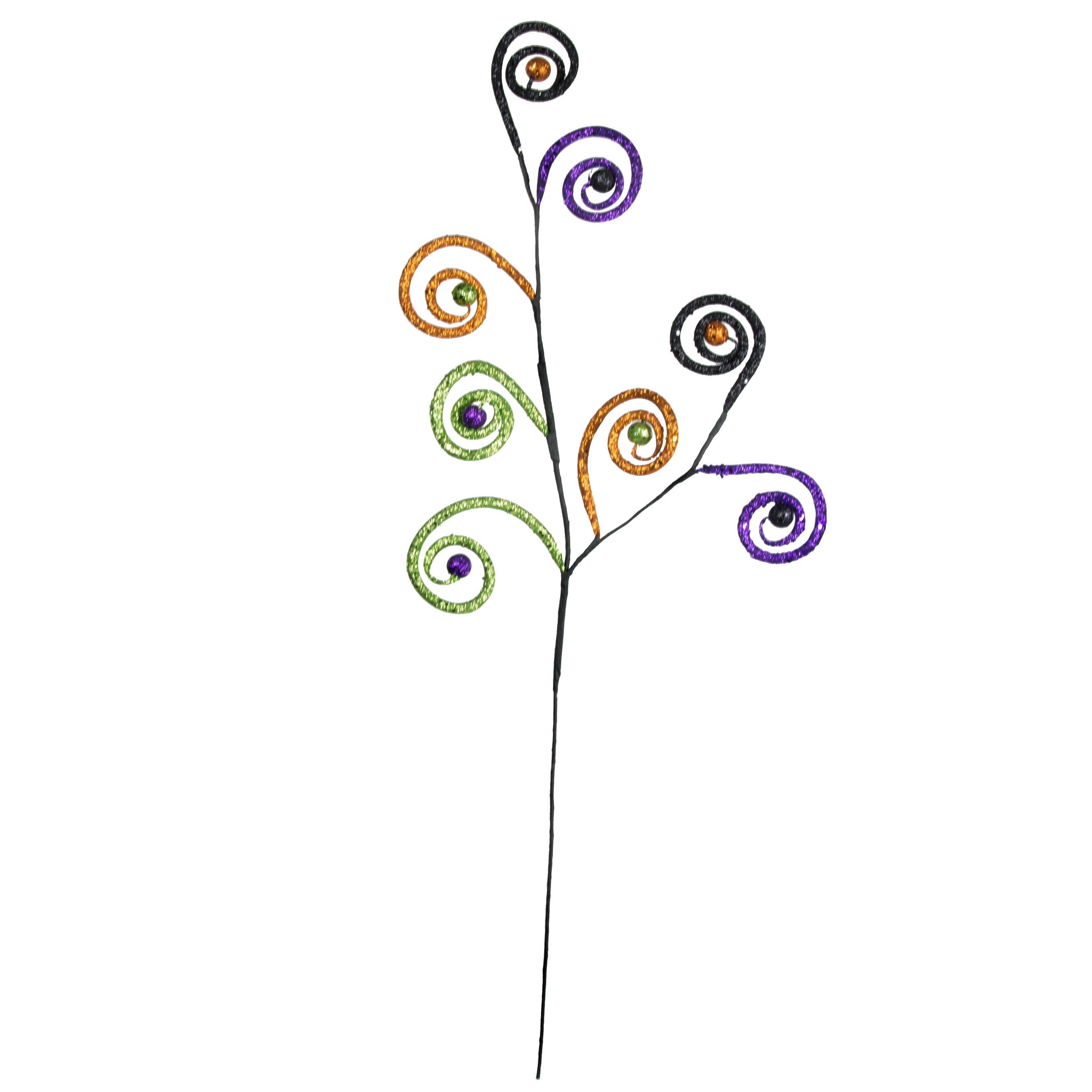 35" Glitter Spiral Ball Spray: Purple, Orange, Lime, Black detail photo 5