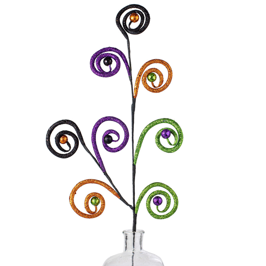 35" Glitter Spiral Ball Spray: Purple, Orange, Lime, Black Item Number: 81837HAL