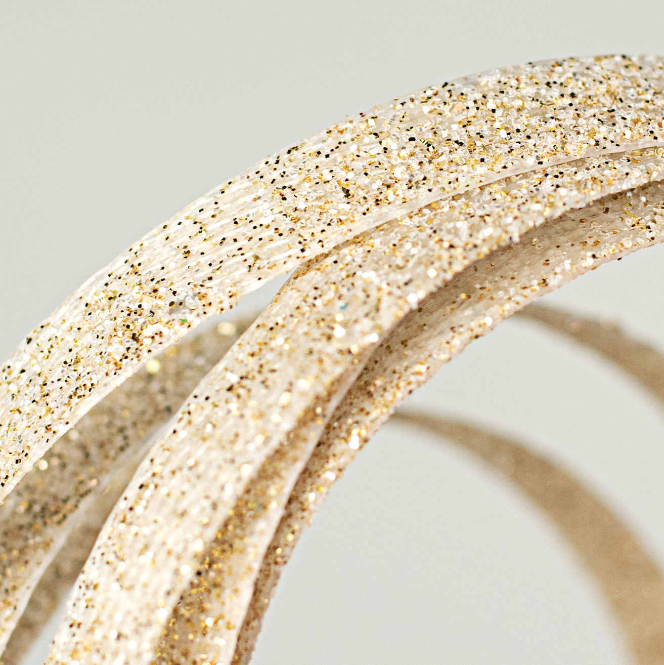 25" Glitter Spiral Ribbon Spray: Ivory detail photo 3