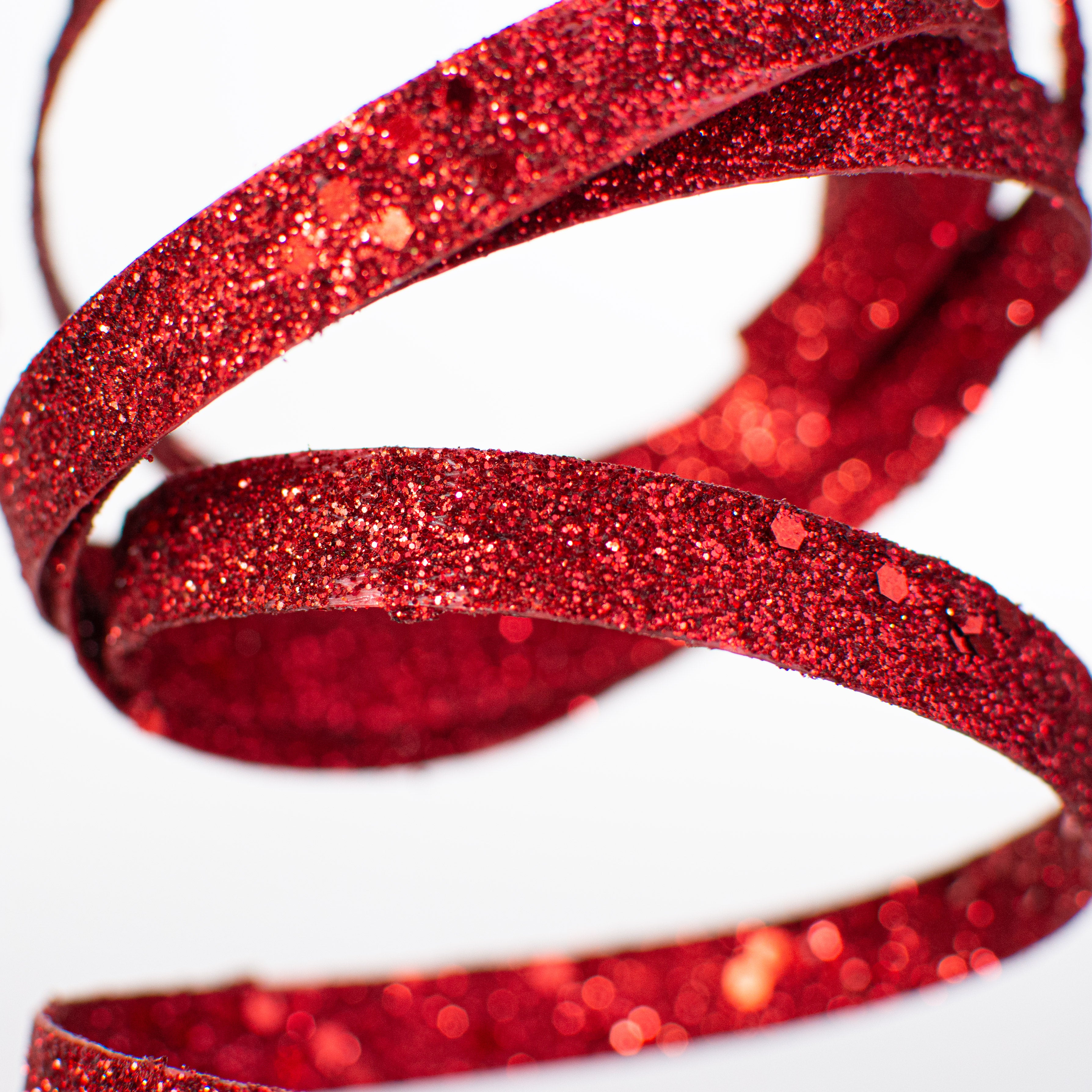 25" Glitter Spiral Ribbon Spray: Red detail photo 3
