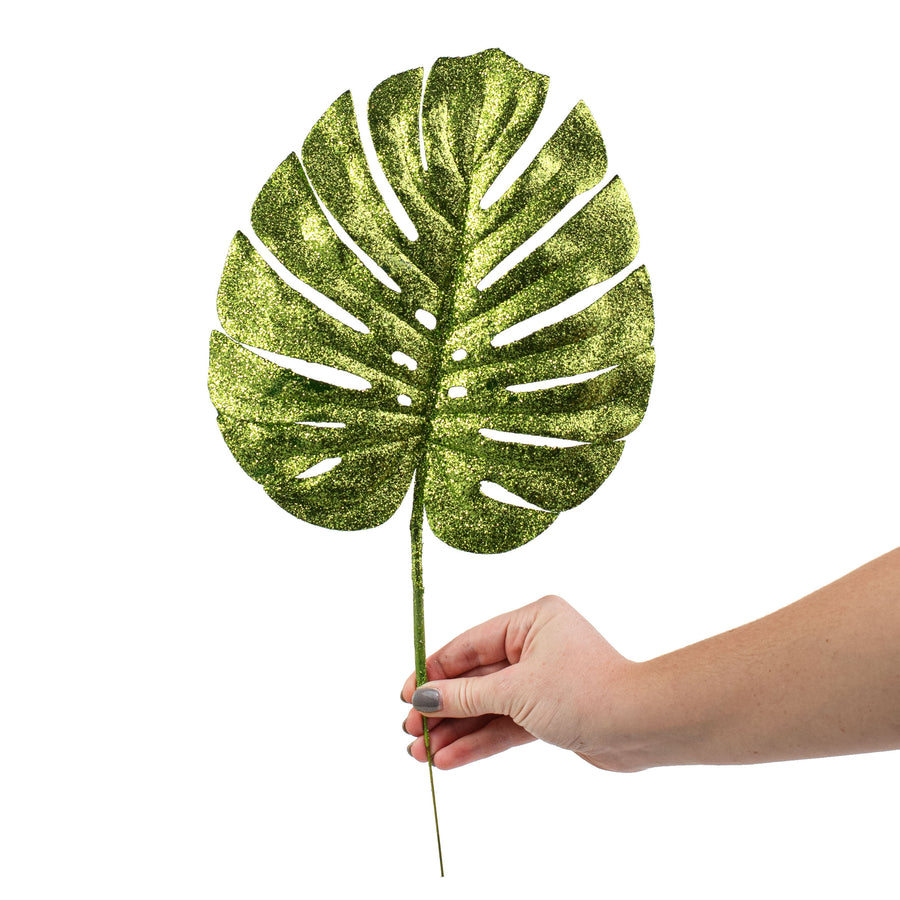 13-17" Glitter Split Leaf Philodendron Bundle: Lime Green (3) detail photo 4