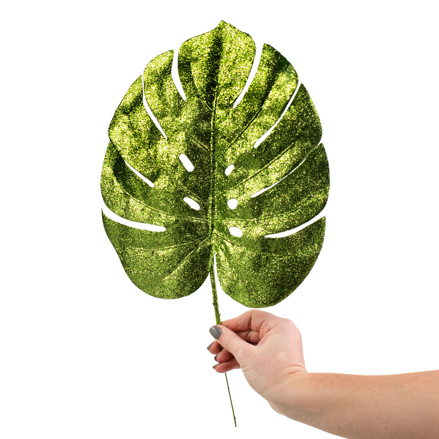 13-17" Glitter Split Leaf Philodendron Bundle: Lime Green (3) detail photo 5