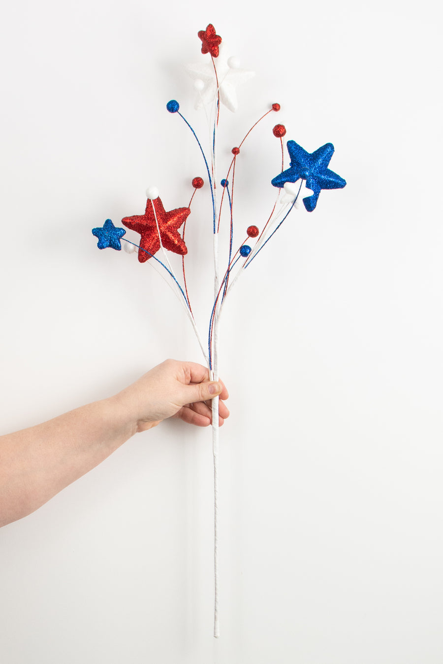 29" Glitter Star & Balls Spray: Red, White & Blue detail photo 3