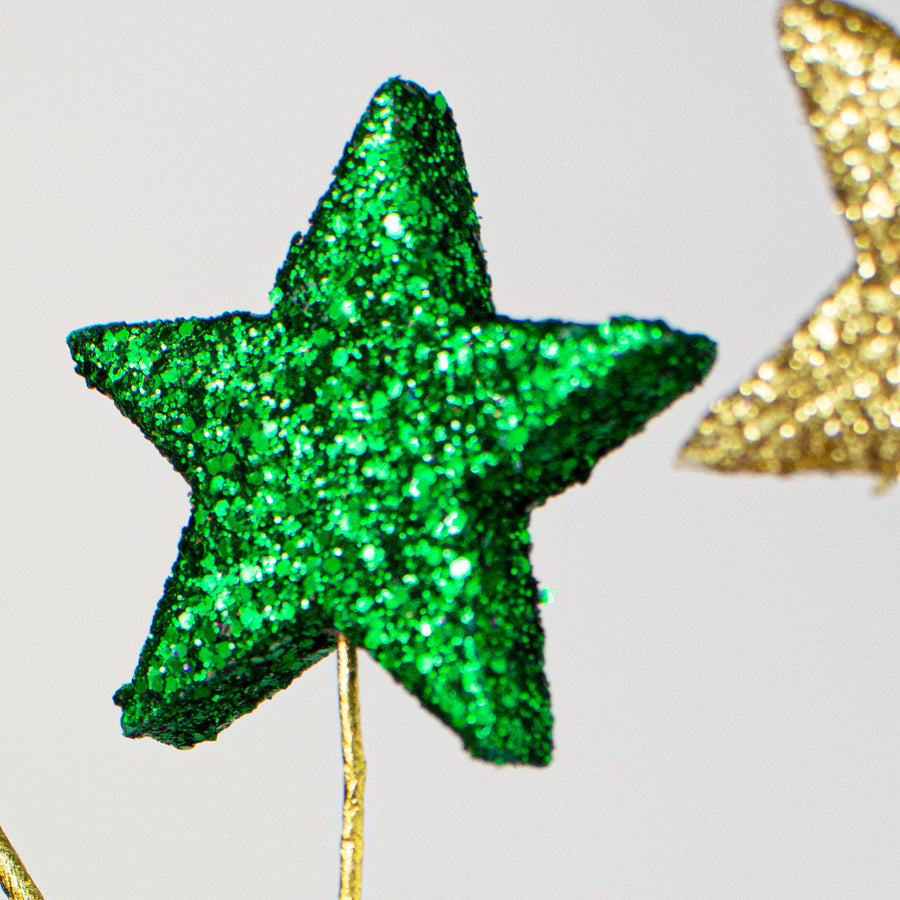 33" Glitter Star Spray: Purple, Green, Gold Lifestyle Photo