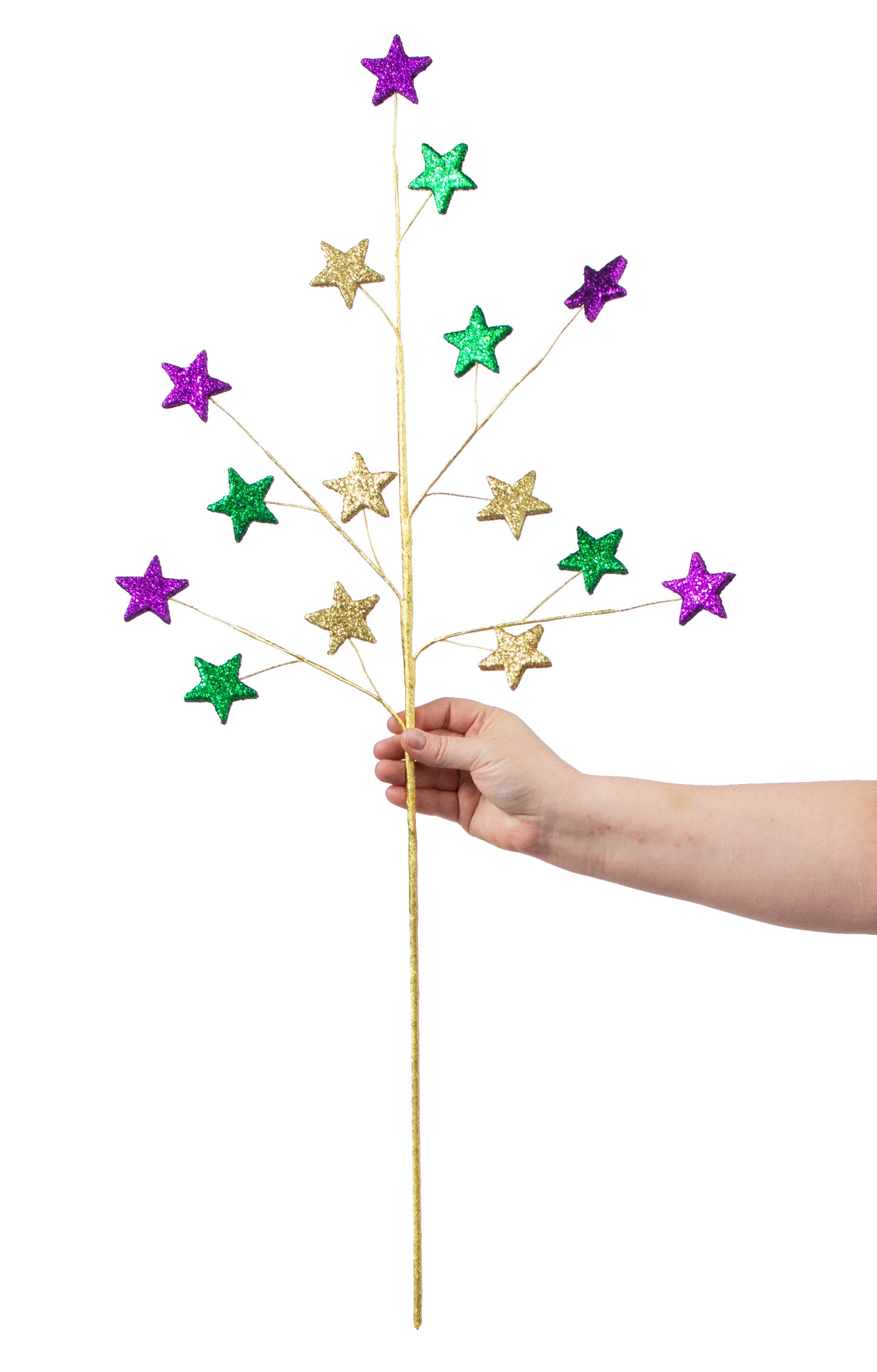 33" Glitter Star Spray: Purple, Green, Gold detail photo 3