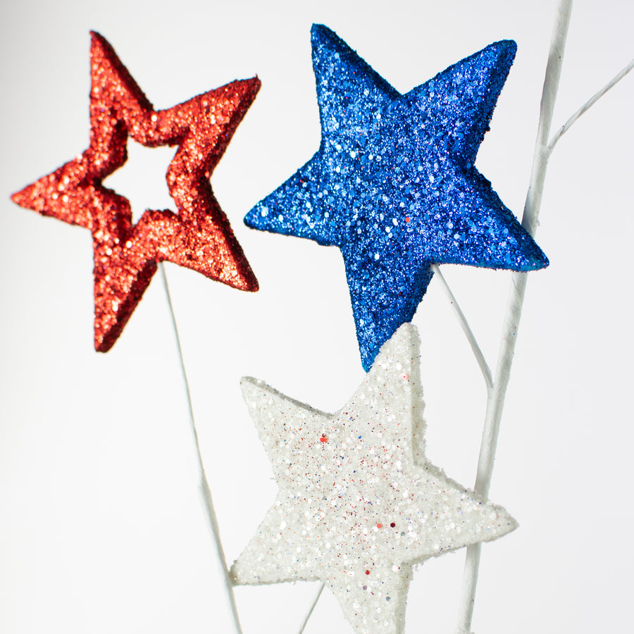 23" Glitter Star Spray: Red, White & Blue Lifestyle Photo