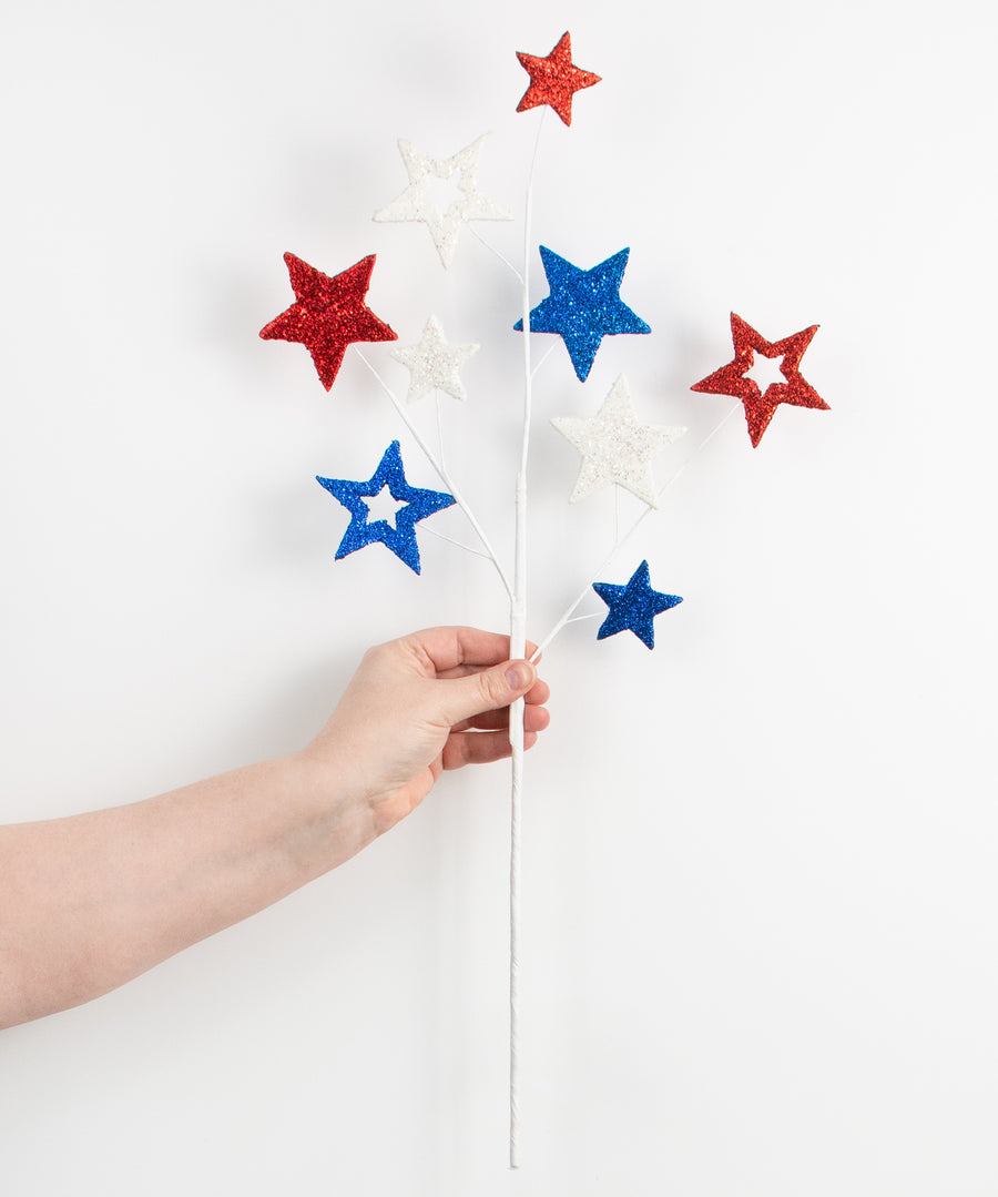 23" Glitter Star Spray: Red, White & Blue detail photo 3