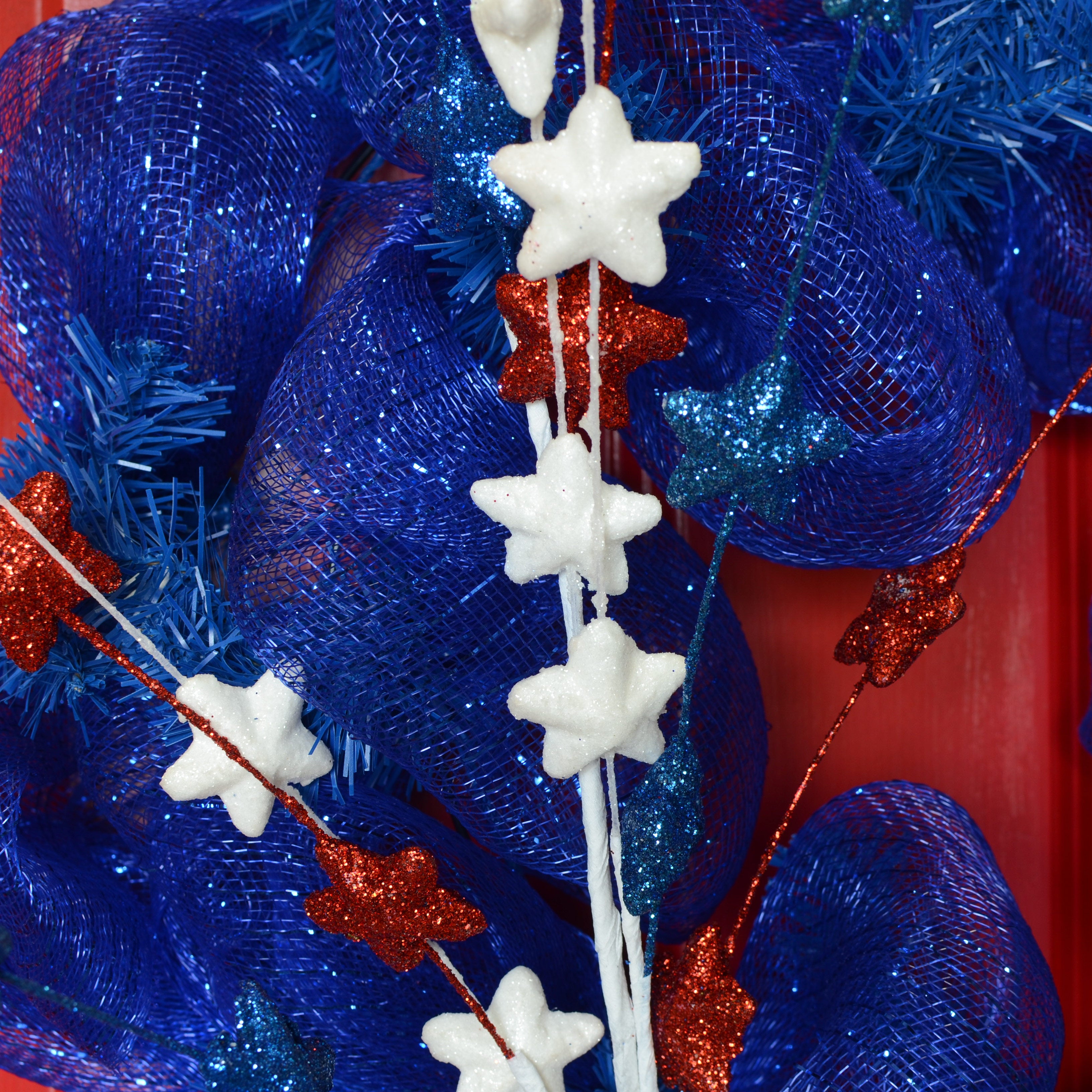 Glitter Star Spray: Red, White, Blue (35") detail photo 4