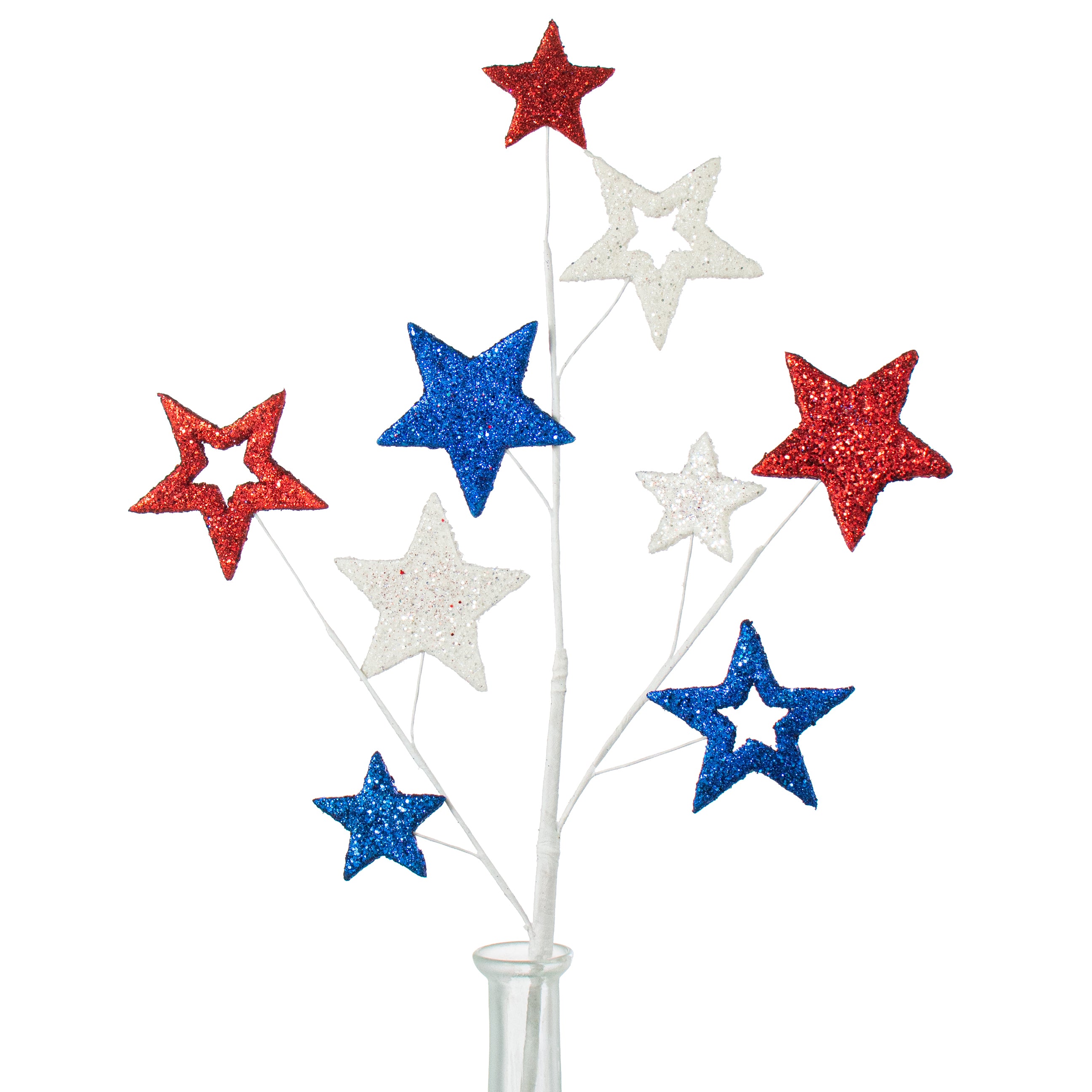 23" Glitter Star Spray: Red, White & Blue Item Number: HJ1074