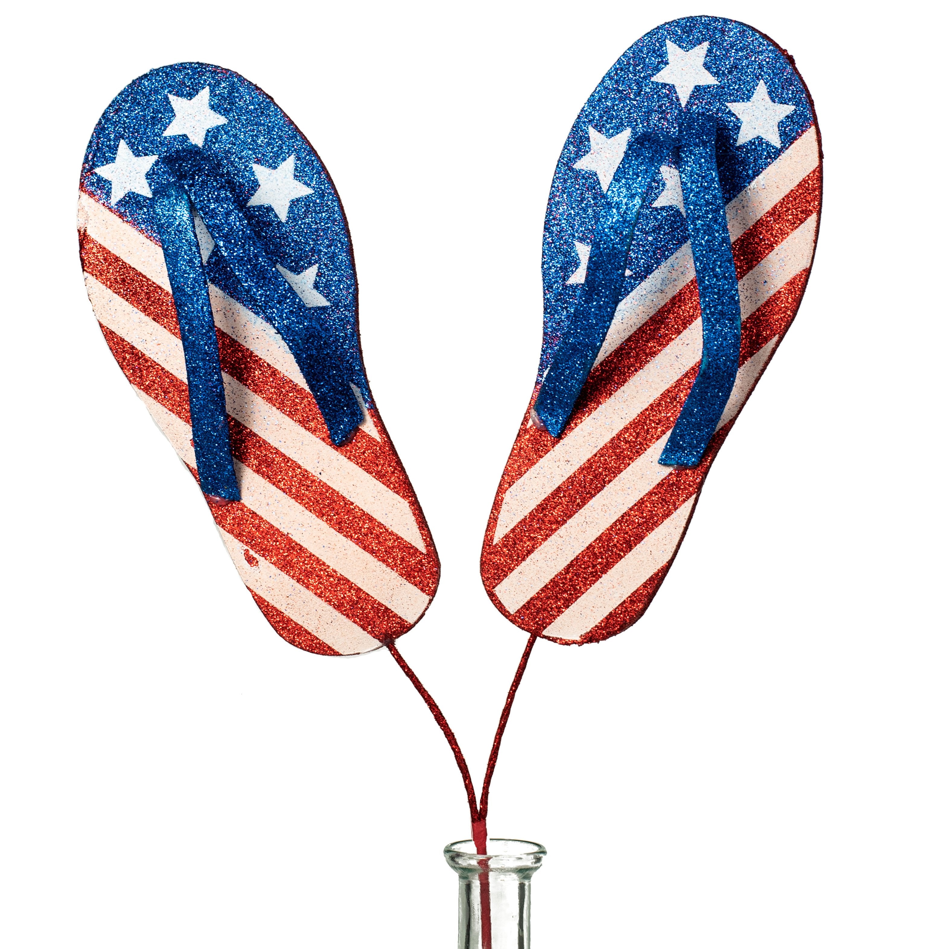 20" Glitter Star & Stripe Flip Flop Spray: Red, White, Blue Item Number: 74147RWB