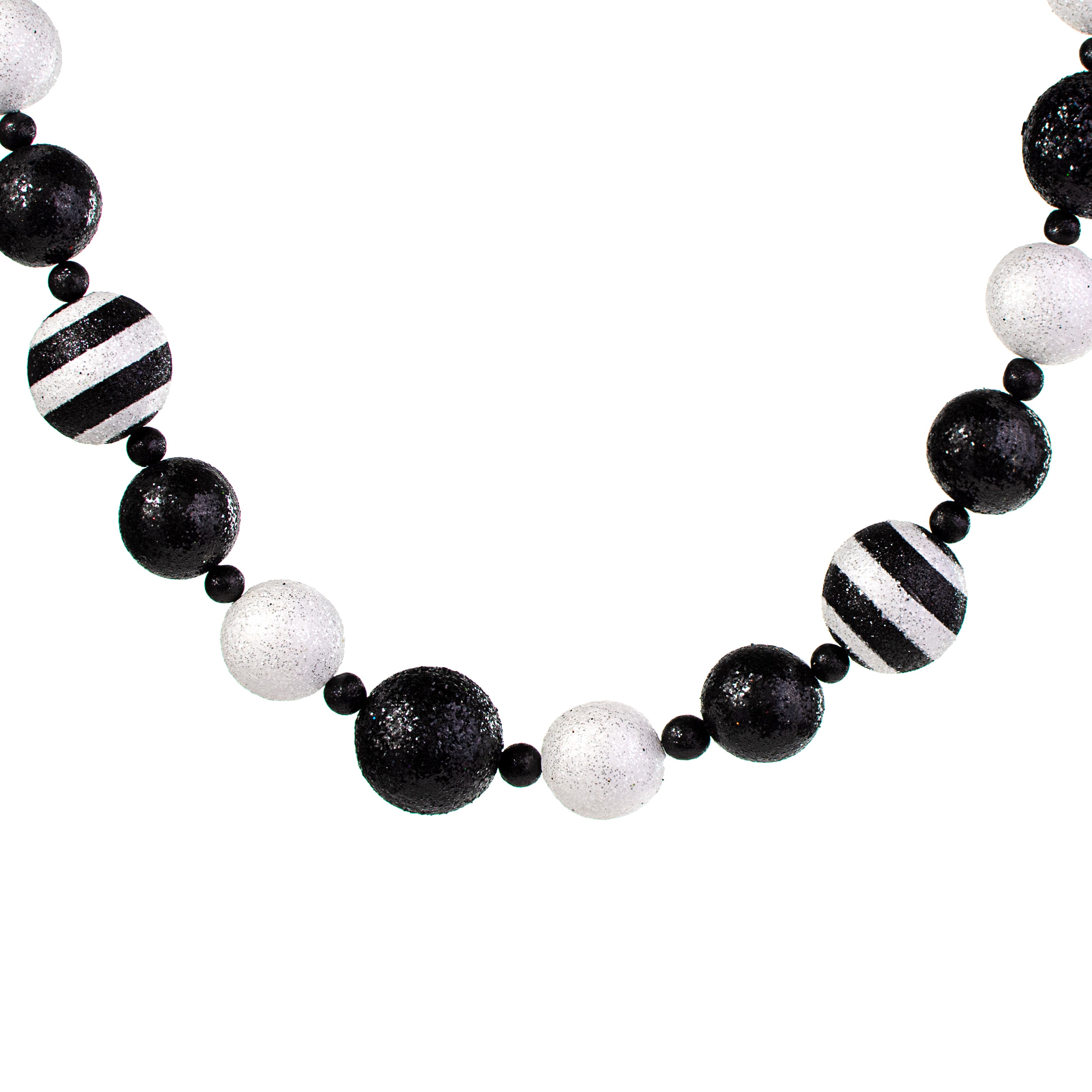 5' Glitter Stripe Ball Garland: Black & White Item Number: XG6735M9