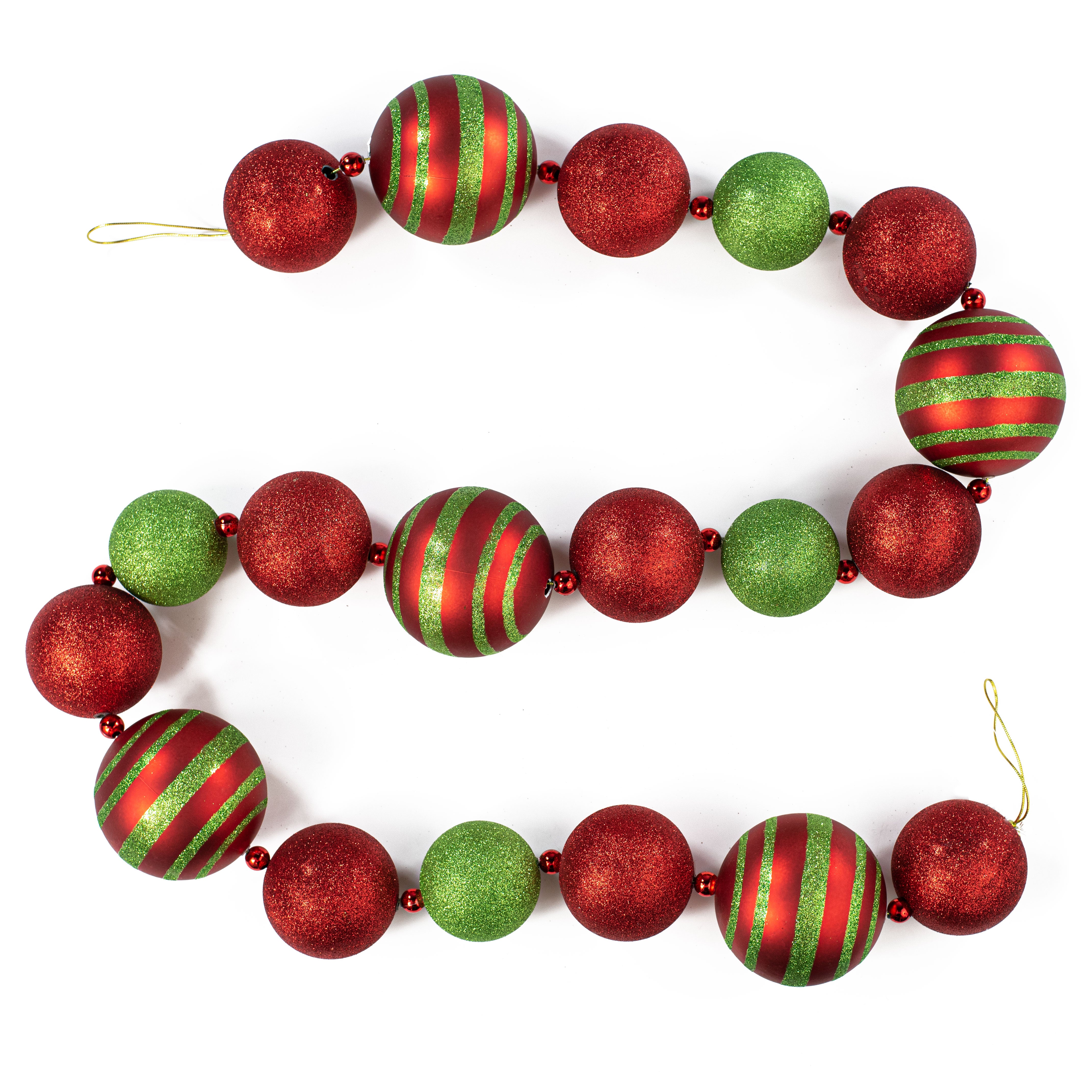 6' Glitter Stripe Ball Ornament Garland: Red & Lime Item Number: XG9102FW