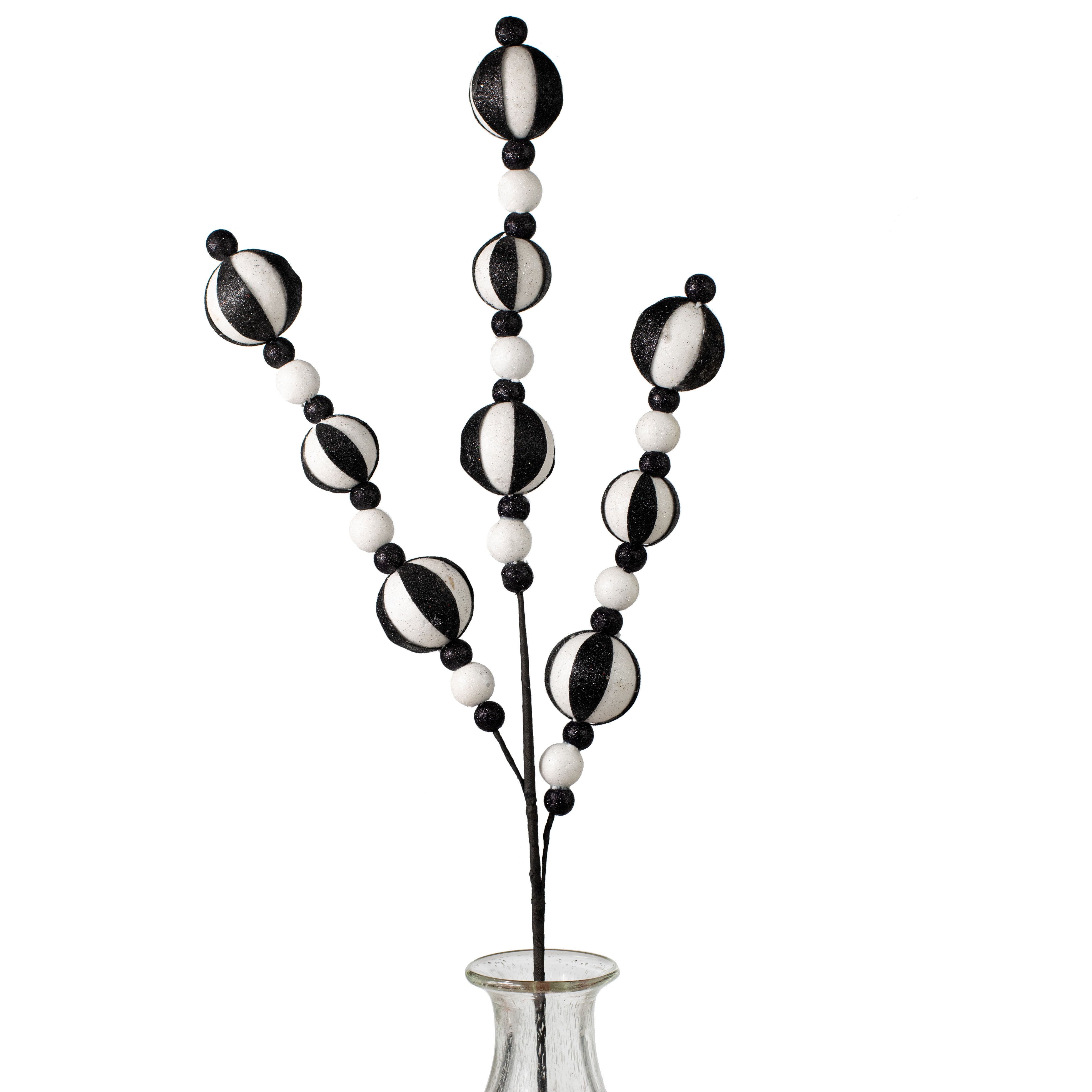 32" Glitter Stripe Ball Spray: Black & White Item Number: 84230BKWT