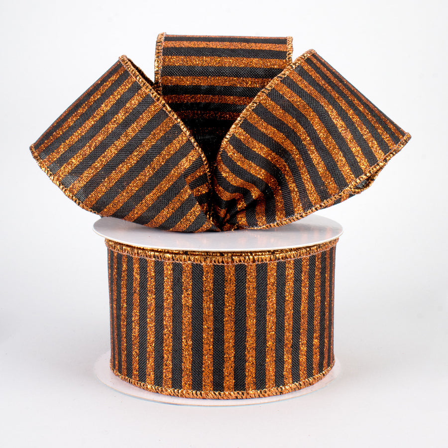 2.5" Glitter Stripe Canvas Ribbon: Black & Bright Orange (10 Yards) Lifestyle Photo