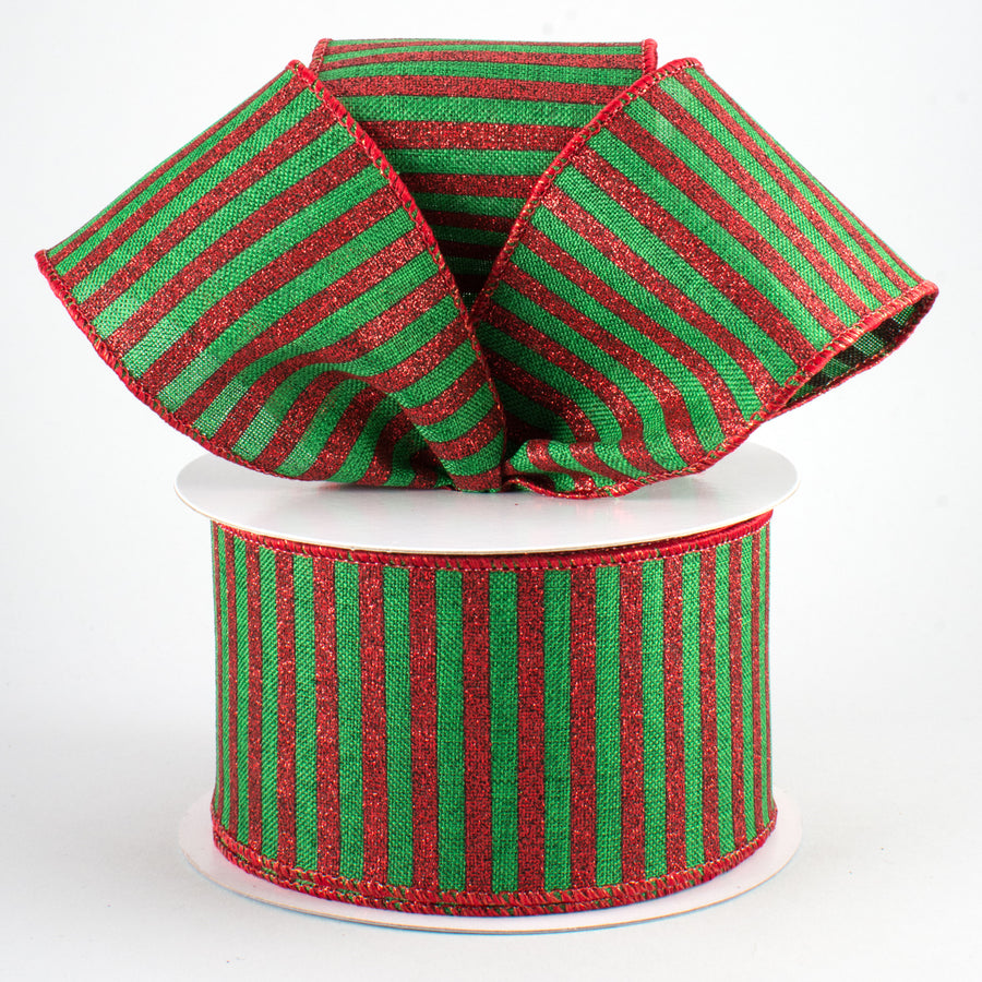 2.5" Glitter Stripe Canvas Ribbon: Emerald & Red (10 Yards) Lifestyle Photo