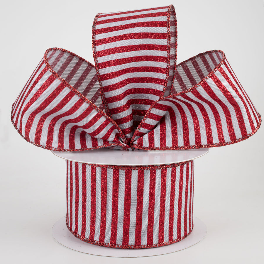 2.5" Glitter Stripe Canvas Ribbon: Light Grey & Red (10 Yards) Lifestyle Photo