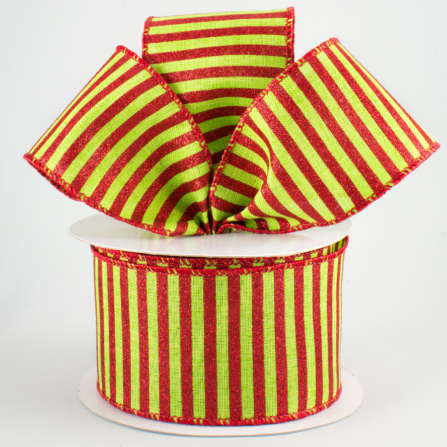 2.5" Glitter Stripe Canvas Ribbon: Lime & Red (10 Yards) Lifestyle Photo