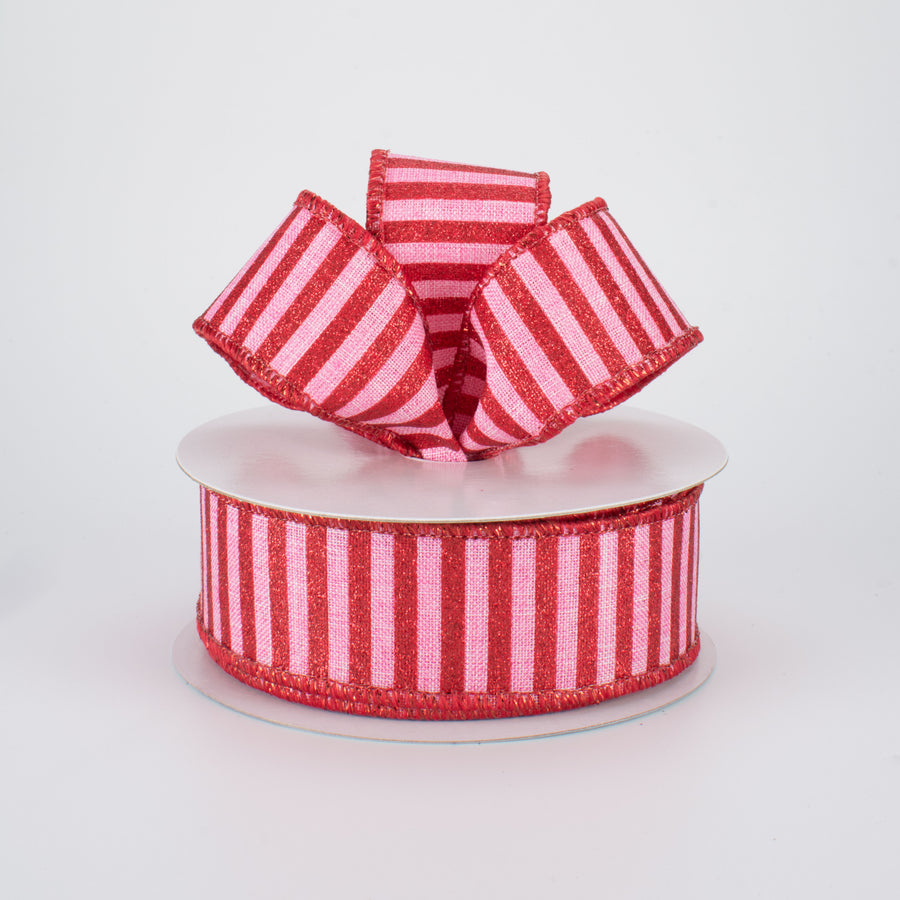 1.5" Glitter Stripe Canvas Ribbon: Pink & Red (10 Yards) Lifestyle Photo