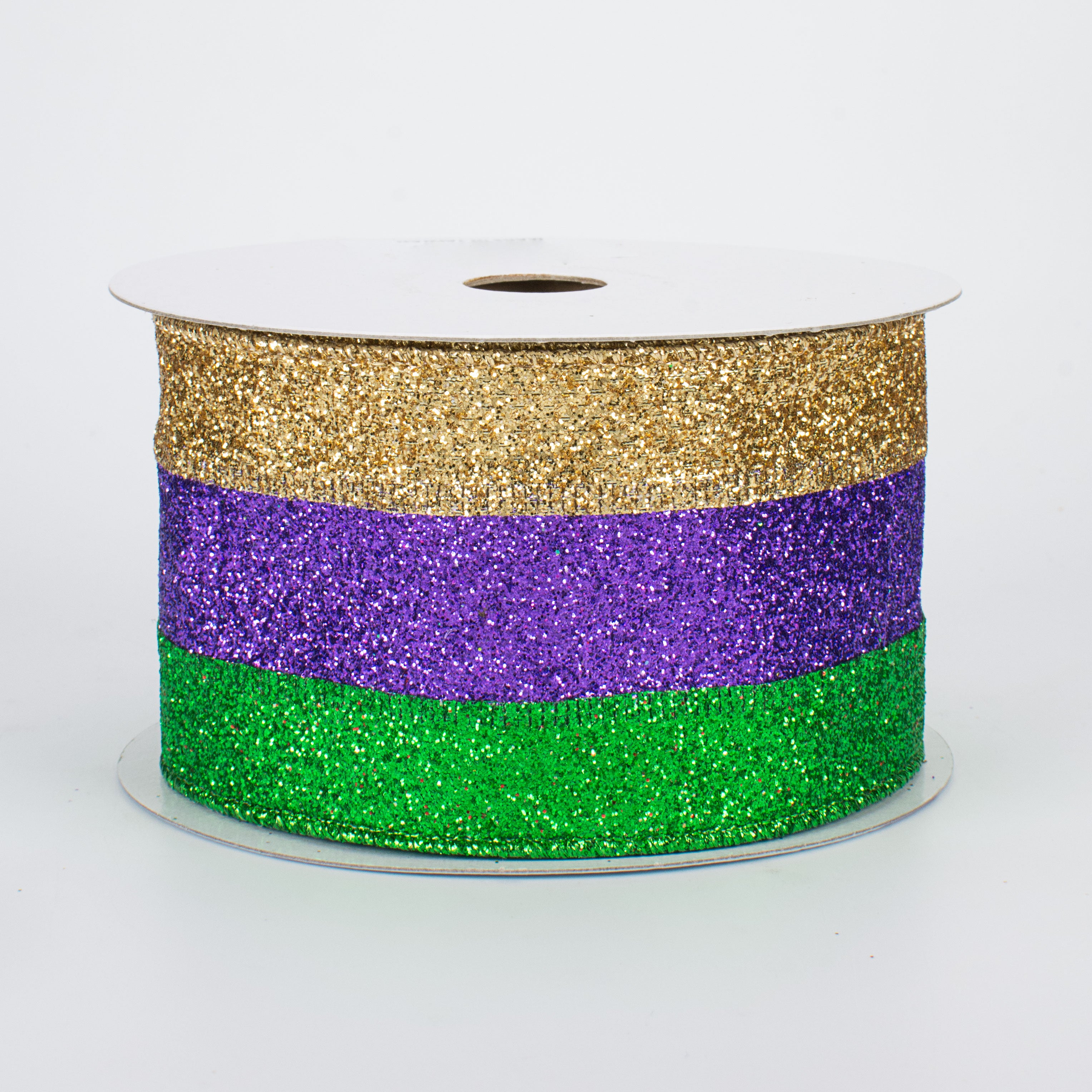 2.5" Glitter Stripe Ribbon: PGG Mardi Gras (10 Yards) Item Number: RM9824WY