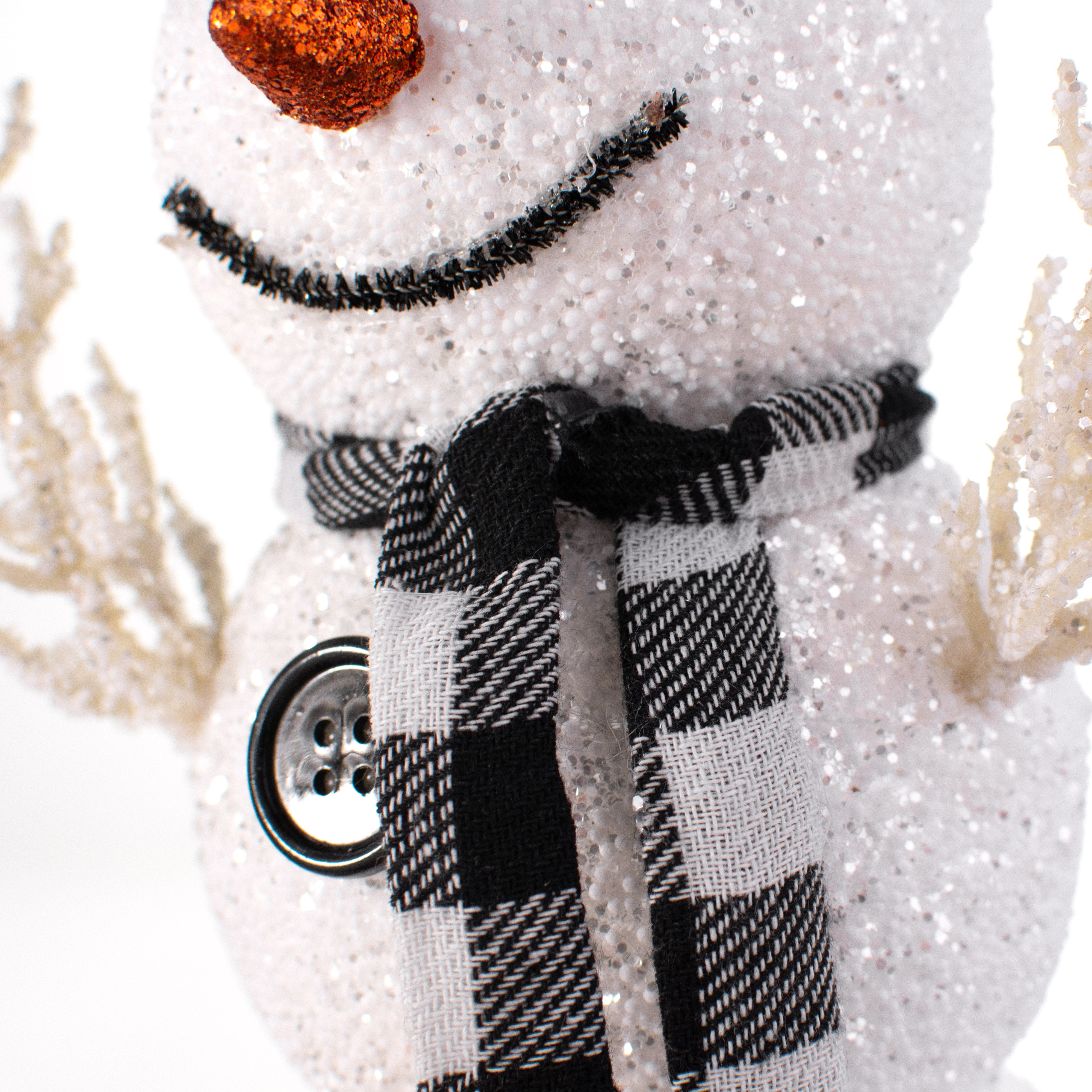 12" Glitter Styrofoam Snowman Figurine detail photo 4