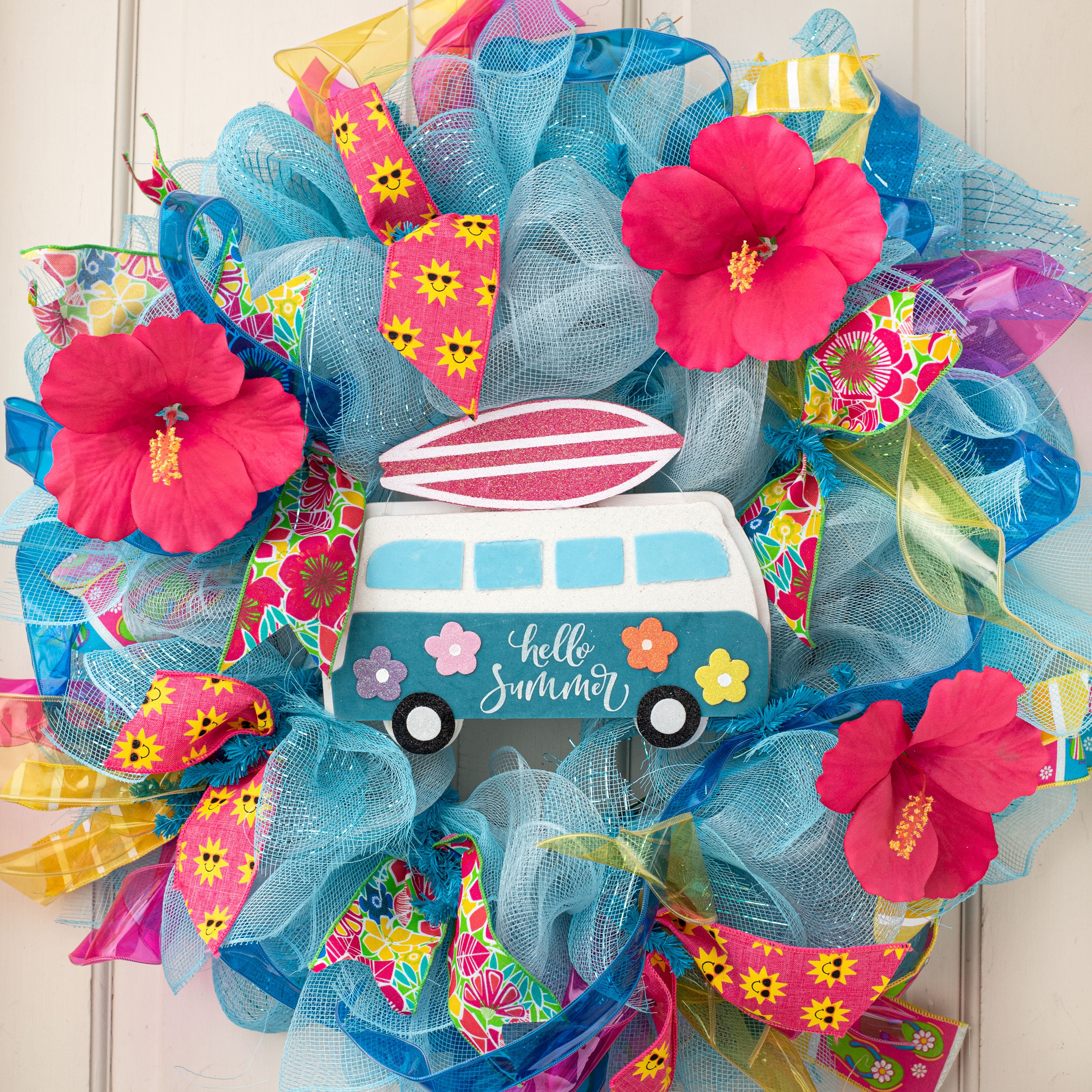 10" Glitter Surf Board On Groovy Van Ornament Lifestyle Photo