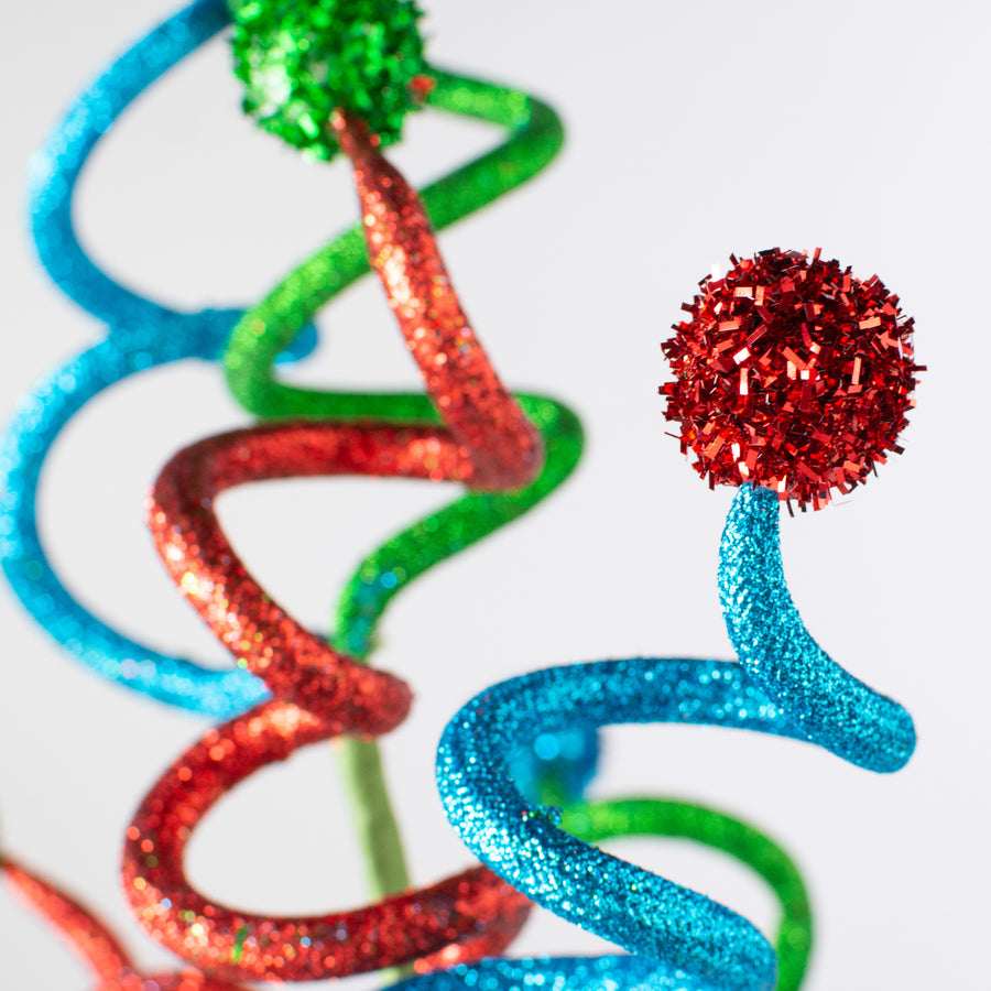29" Glitter Swirl Ball Ornament Spray: Red, Green, Aqua Lifestyle Photo