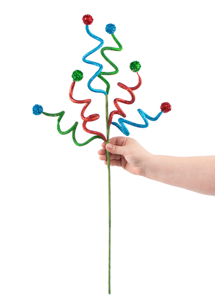 29" Glitter Swirl Ball Ornament Spray: Red, Green, Aqua detail photo 3