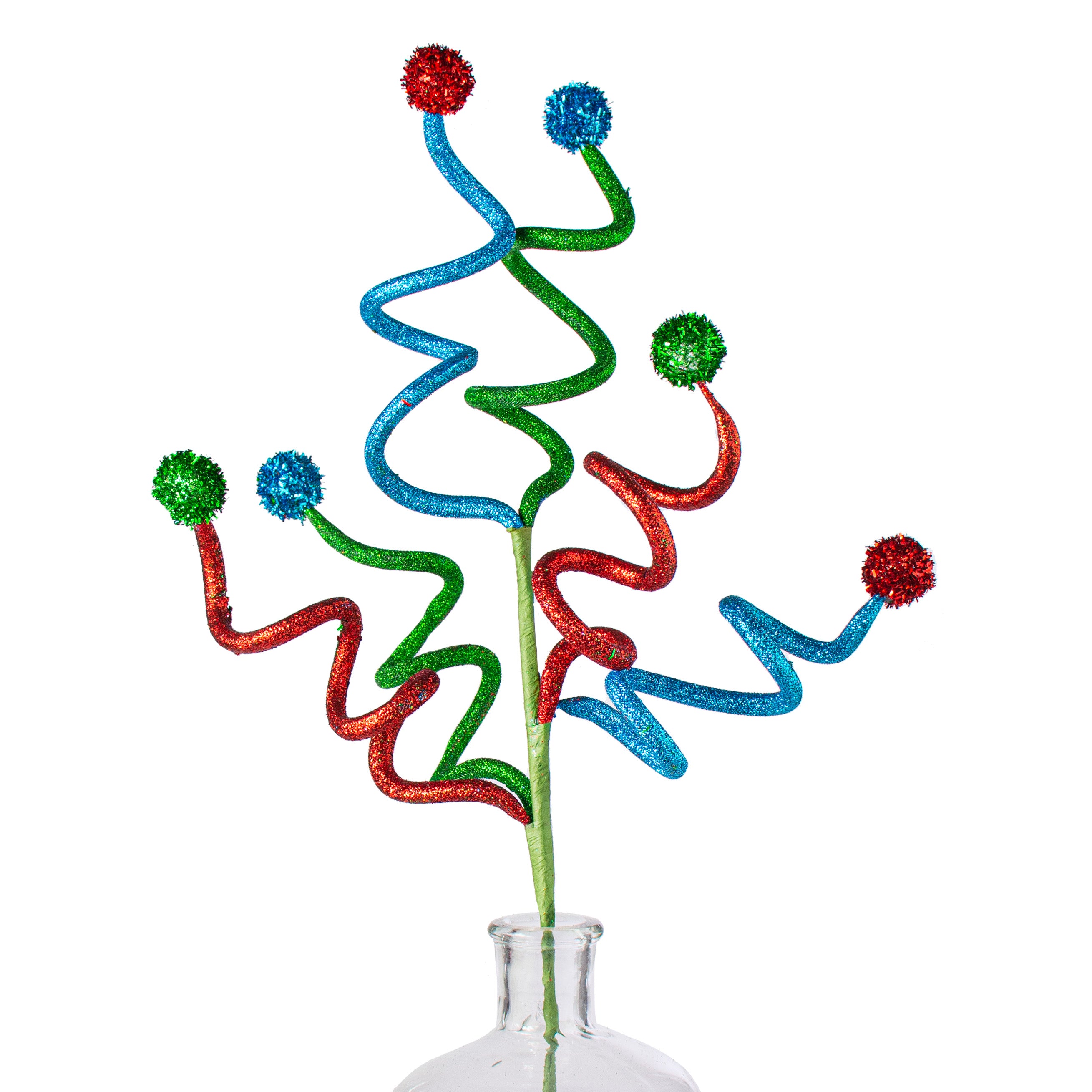 29" Glitter Swirl Ball Ornament Spray: Red, Green, Aqua Item Number: 187518