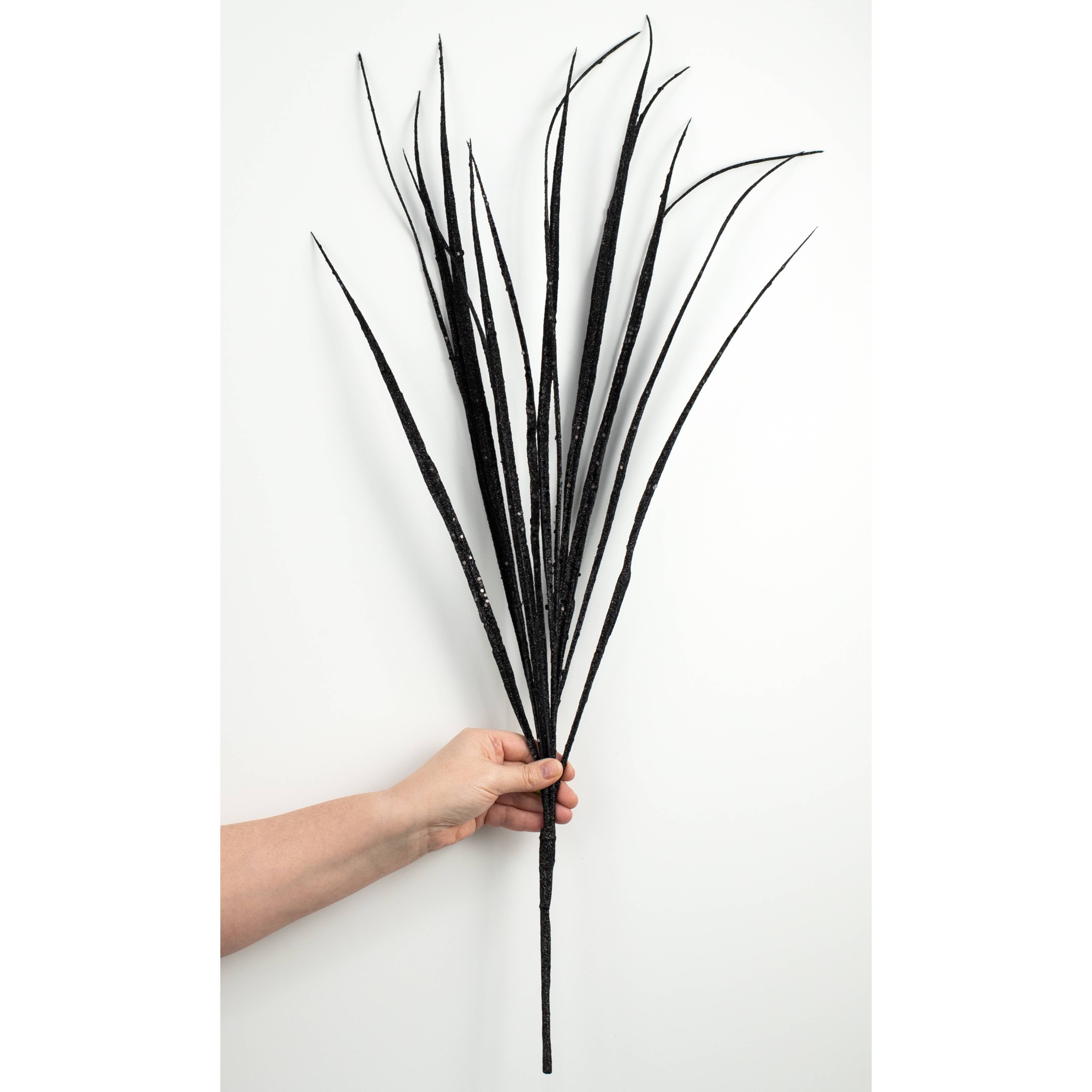 32" Glitter Sword Grass Spray: Black detail photo 3