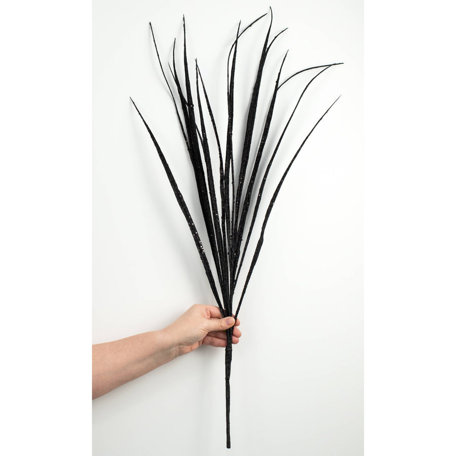 32" Glitter Sword Grass Spray: Black detail photo 3