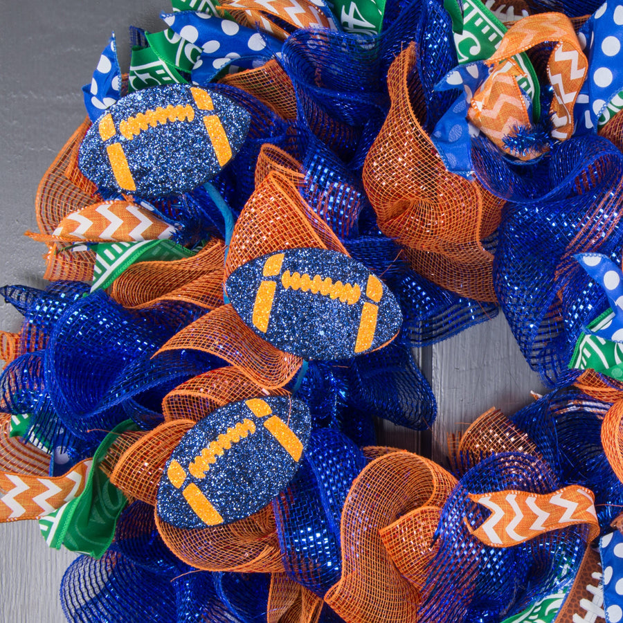 24" Glitter Triple Football Pick: Blue & Orange Lifestyle Photo