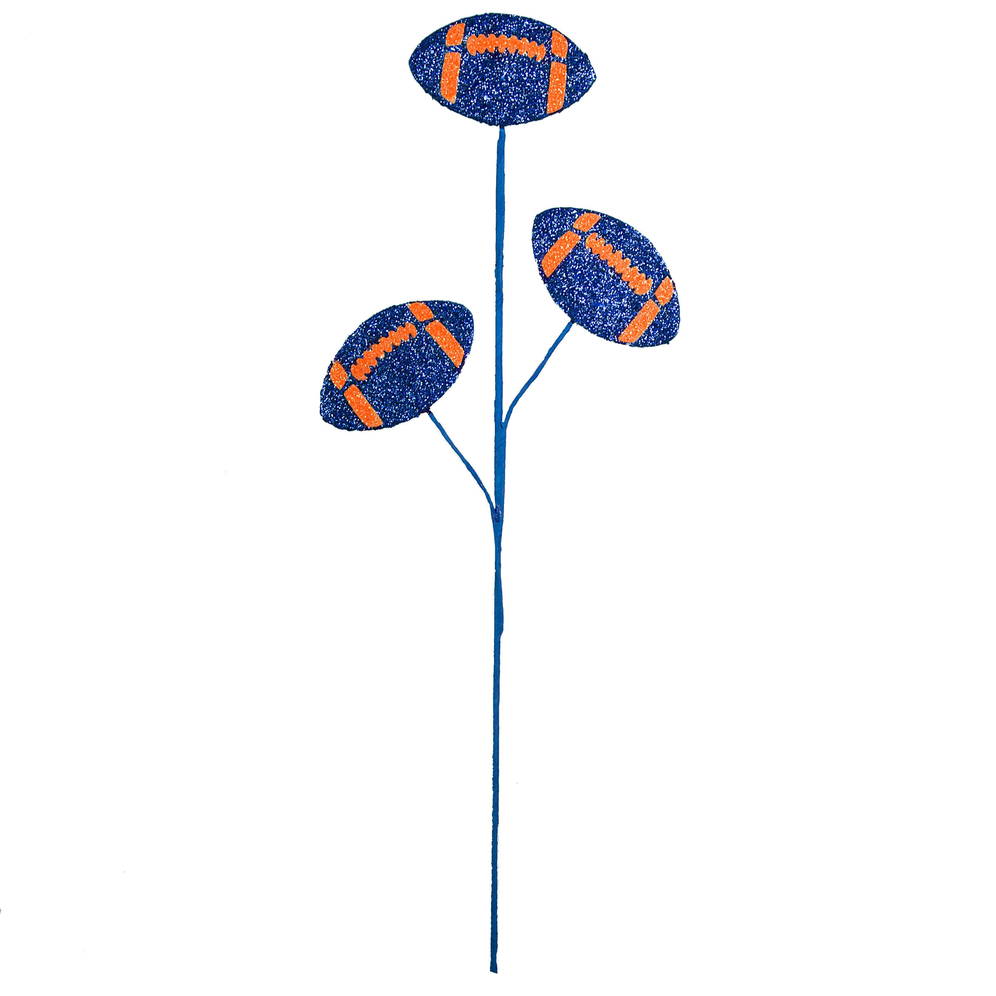 24" Glitter Triple Football Pick: Blue & Orange detail photo 3