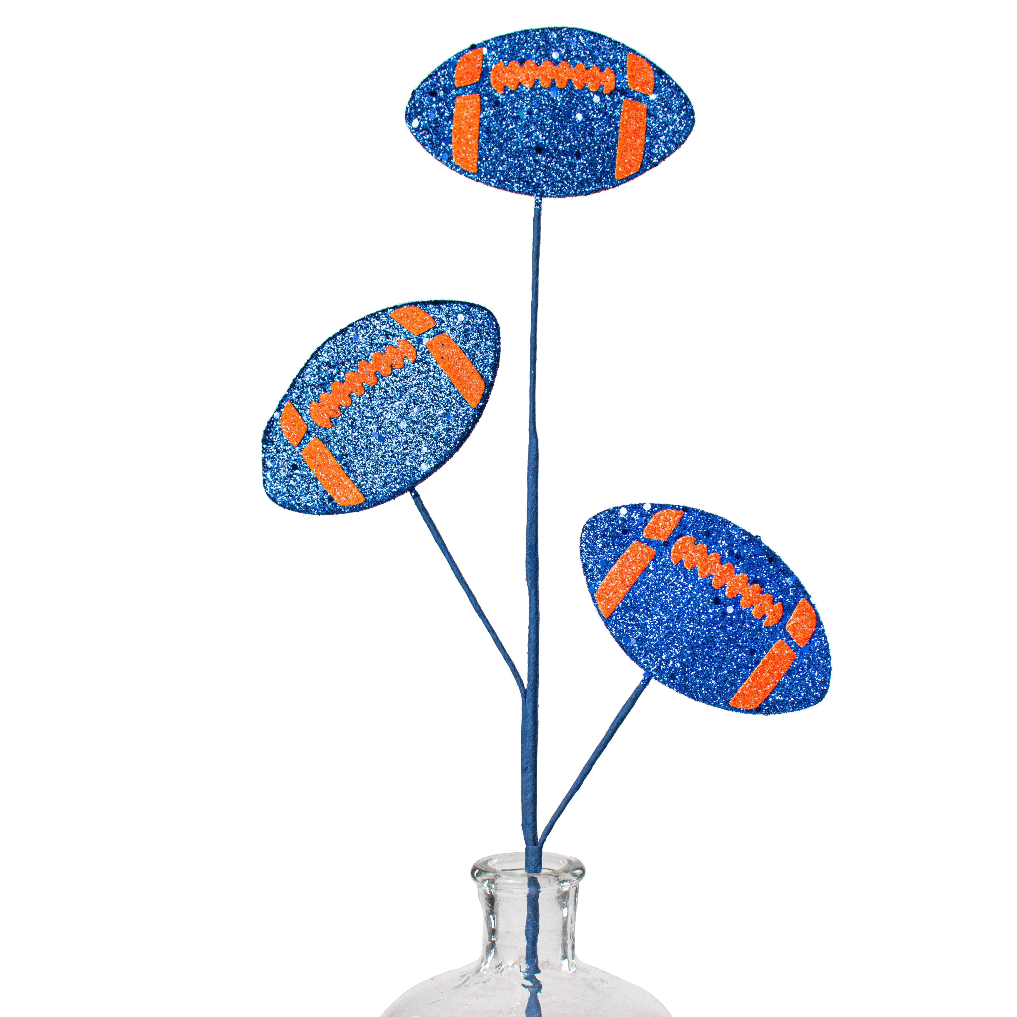 24" Glitter Triple Football Pick: Blue & Orange Item Number: MZ185251