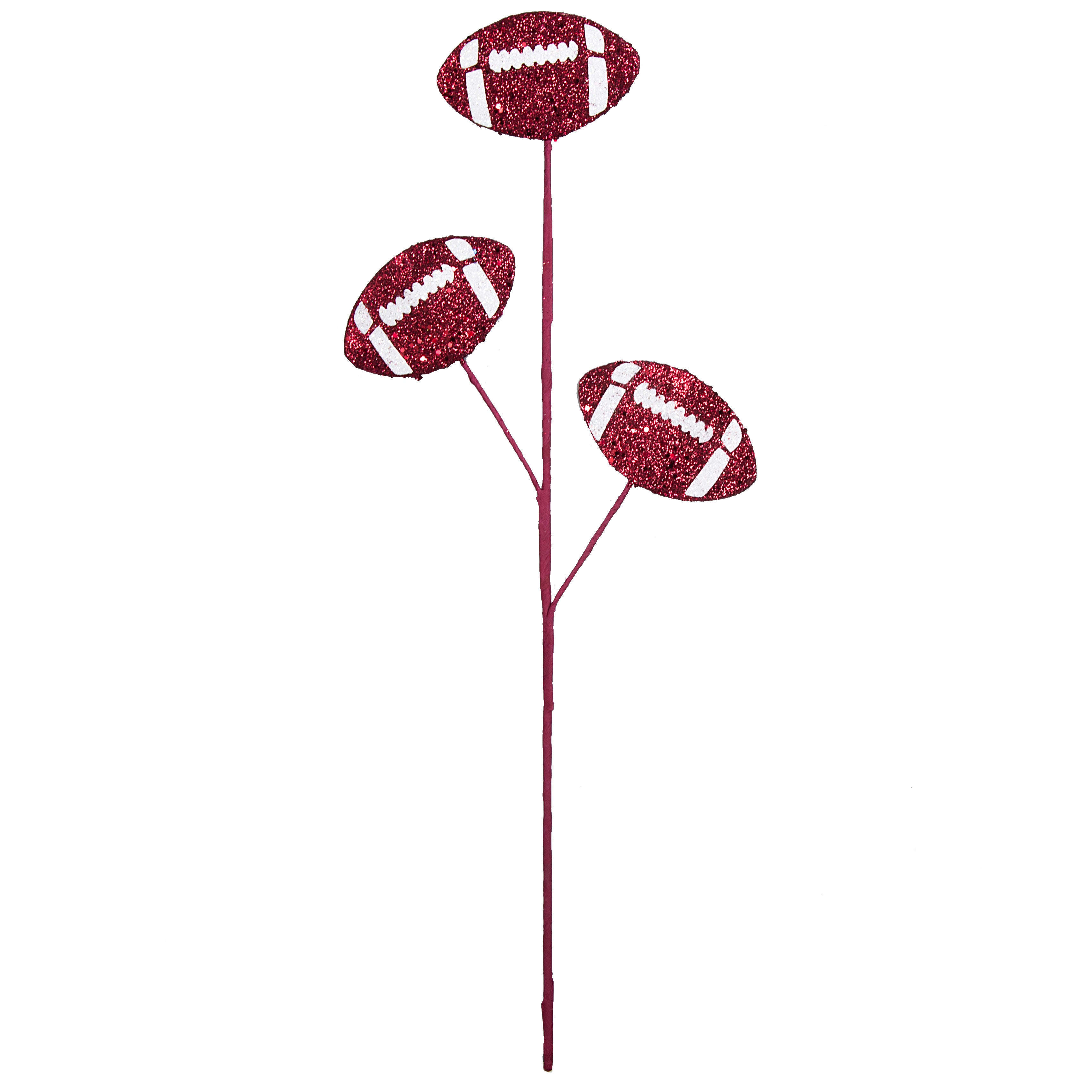 24" Glitter Triple Football Pick: Crimson & White detail photo 3