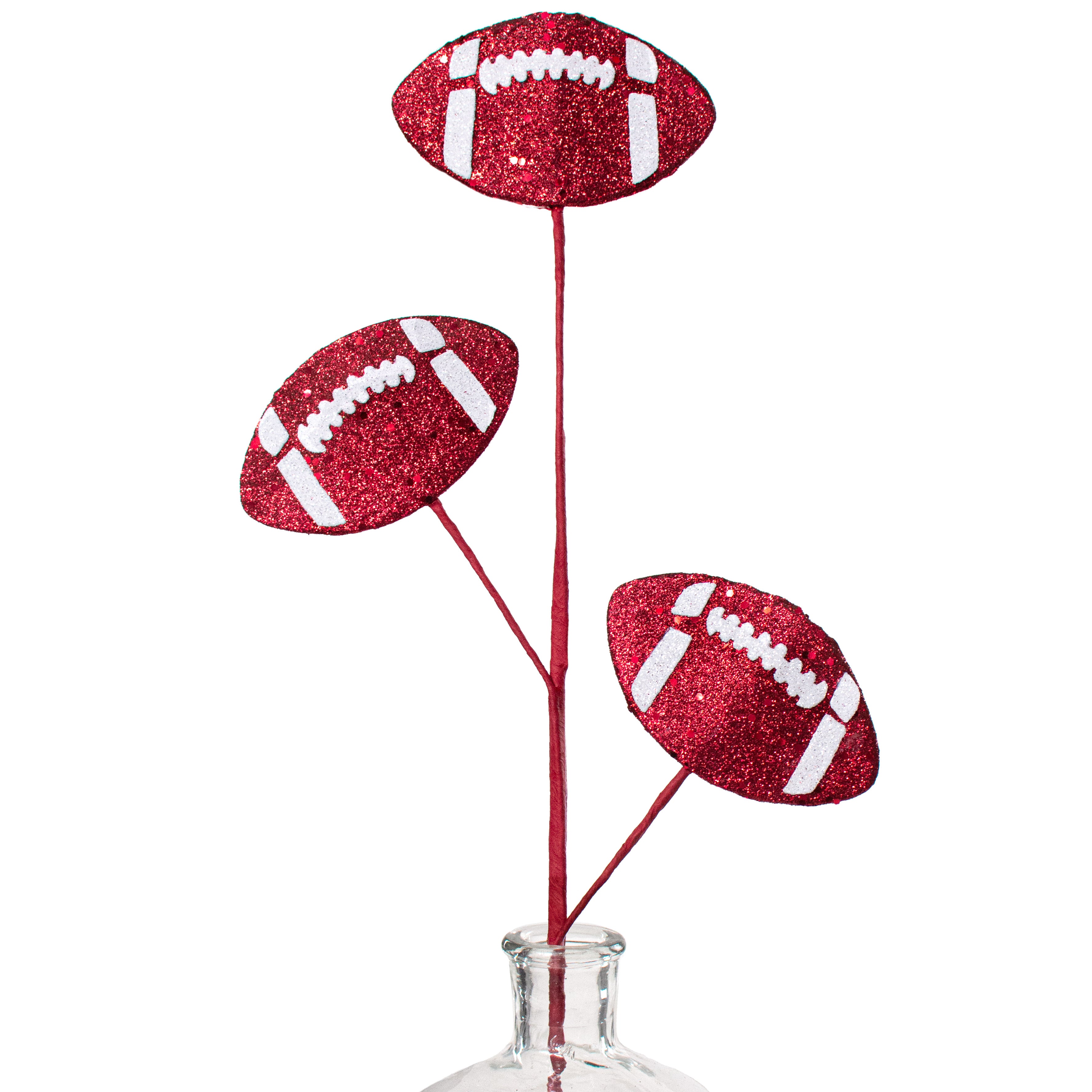 24" Glitter Triple Football Pick: Crimson & White Item Number: MZ185245