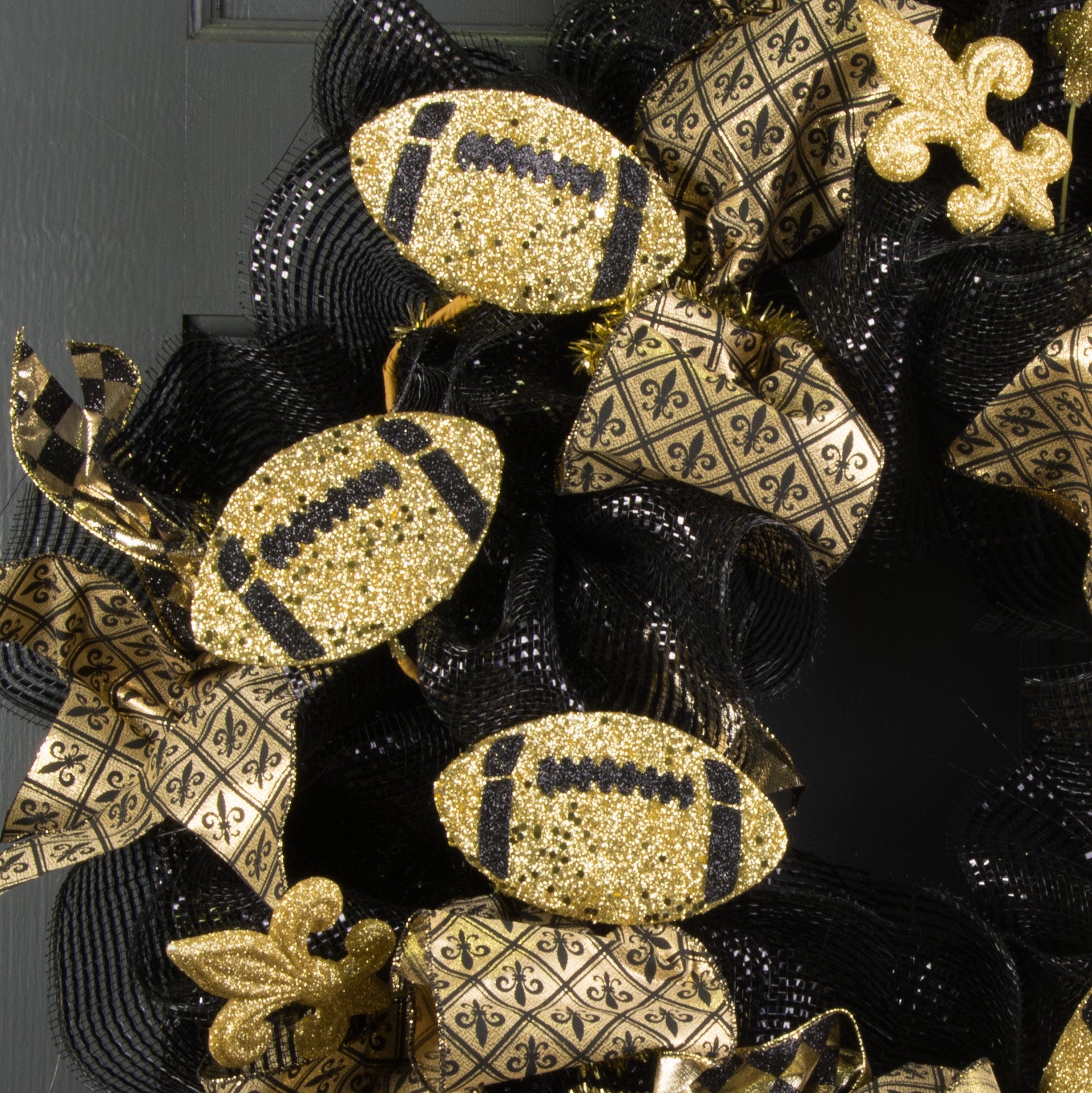 24" Glitter Triple Football Pick: Gold & Black Lifestyle Photo