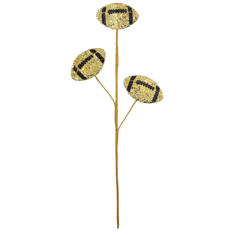 24" Glitter Triple Football Pick: Gold & Black detail photo 3