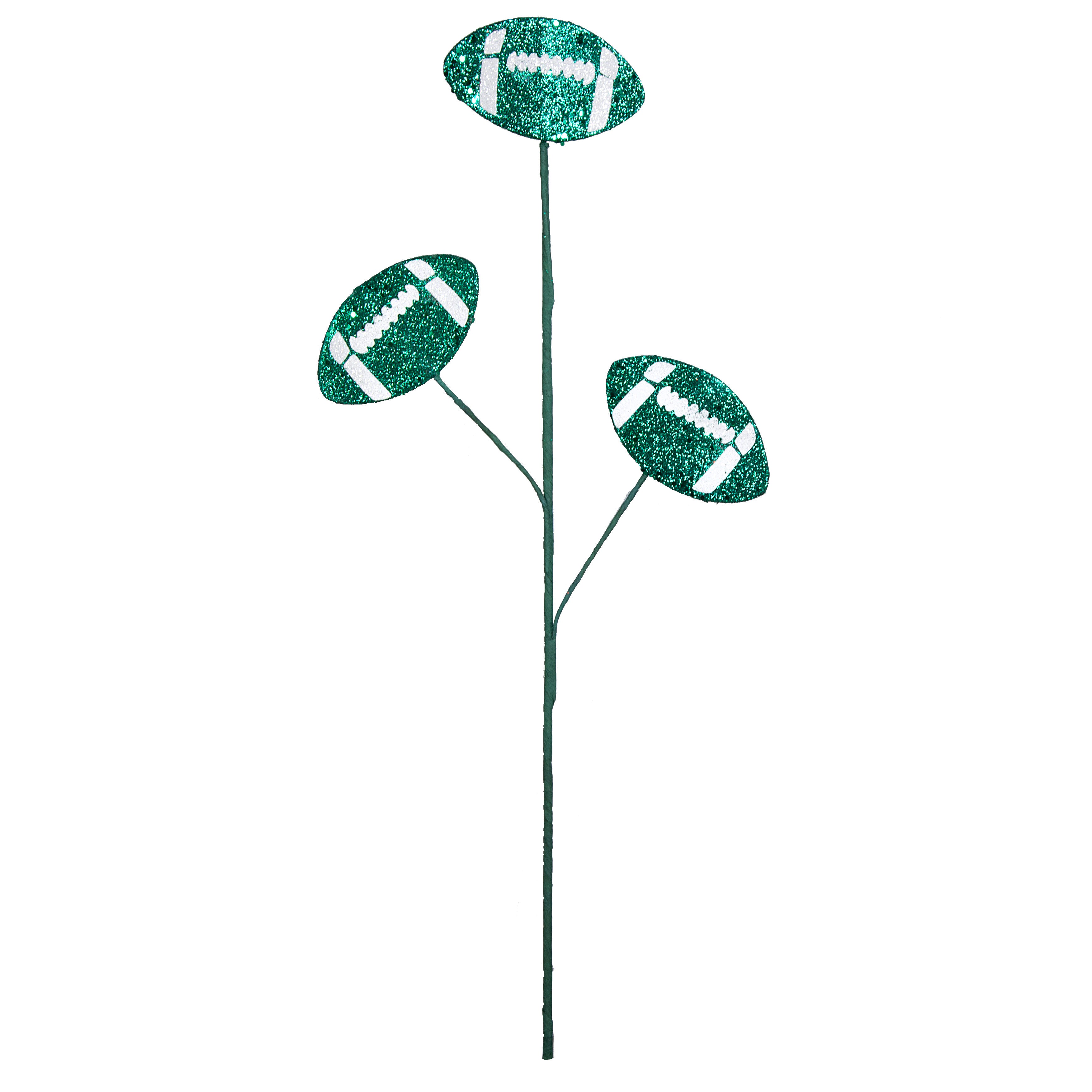 24" Glitter Triple Football Pick: Green & White detail photo 3