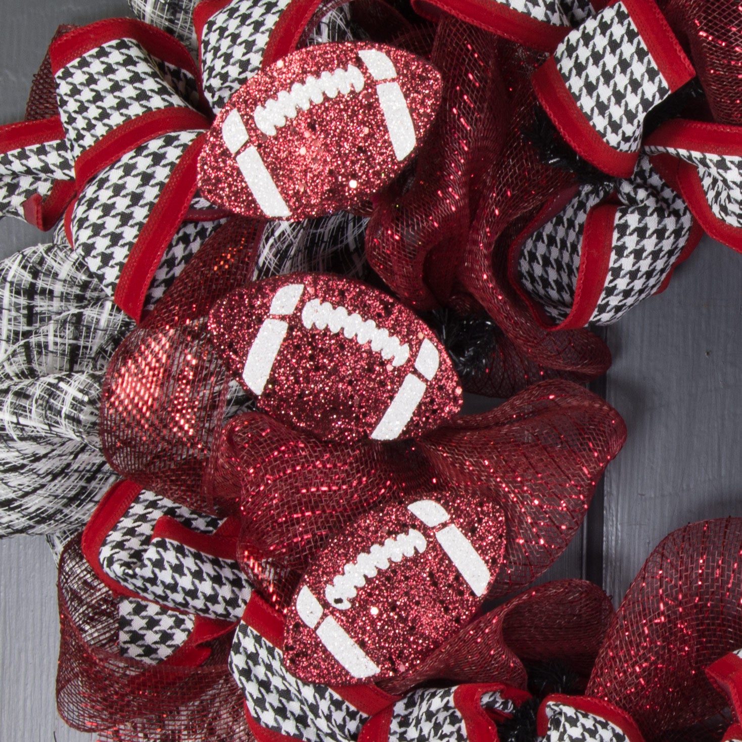 24" Glitter Triple Football Pick: Maroon & White Lifestyle Photo