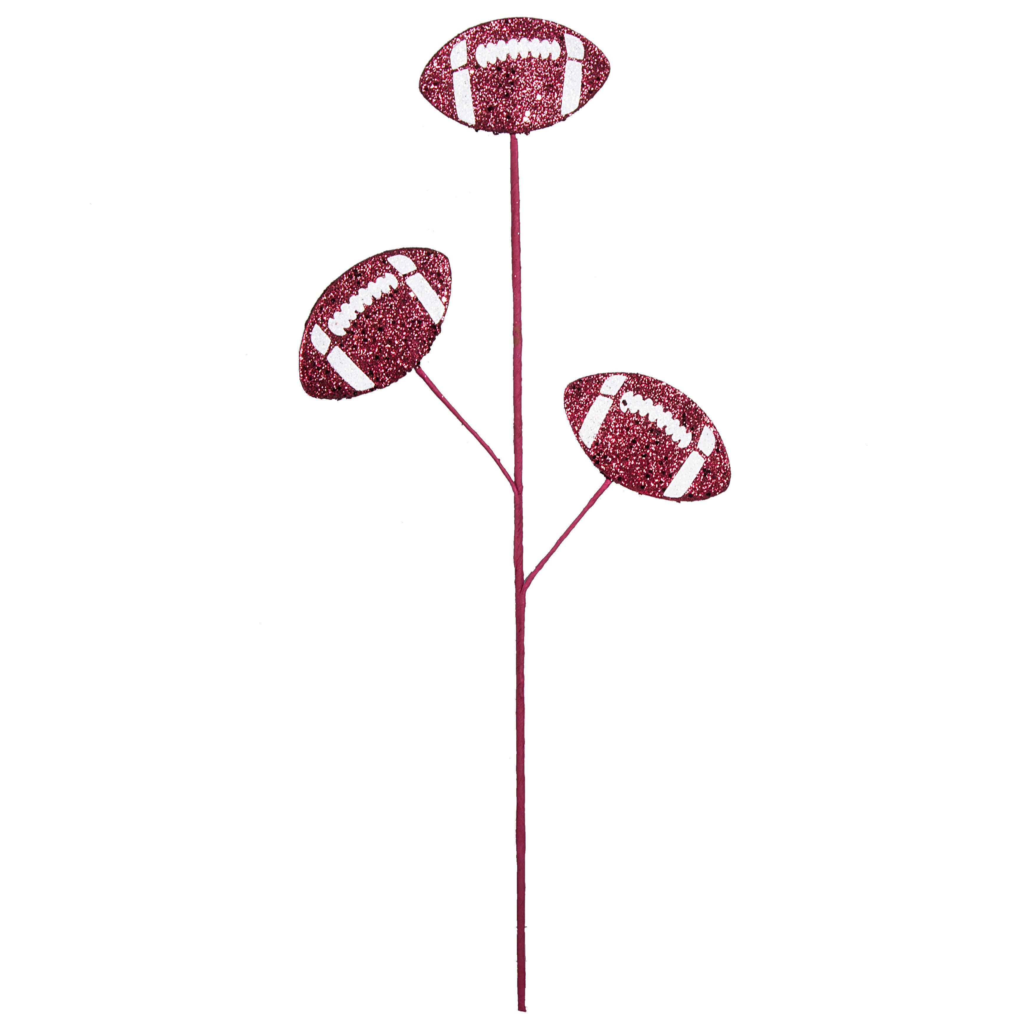 24" Glitter Triple Football Pick: Maroon & White detail photo 3