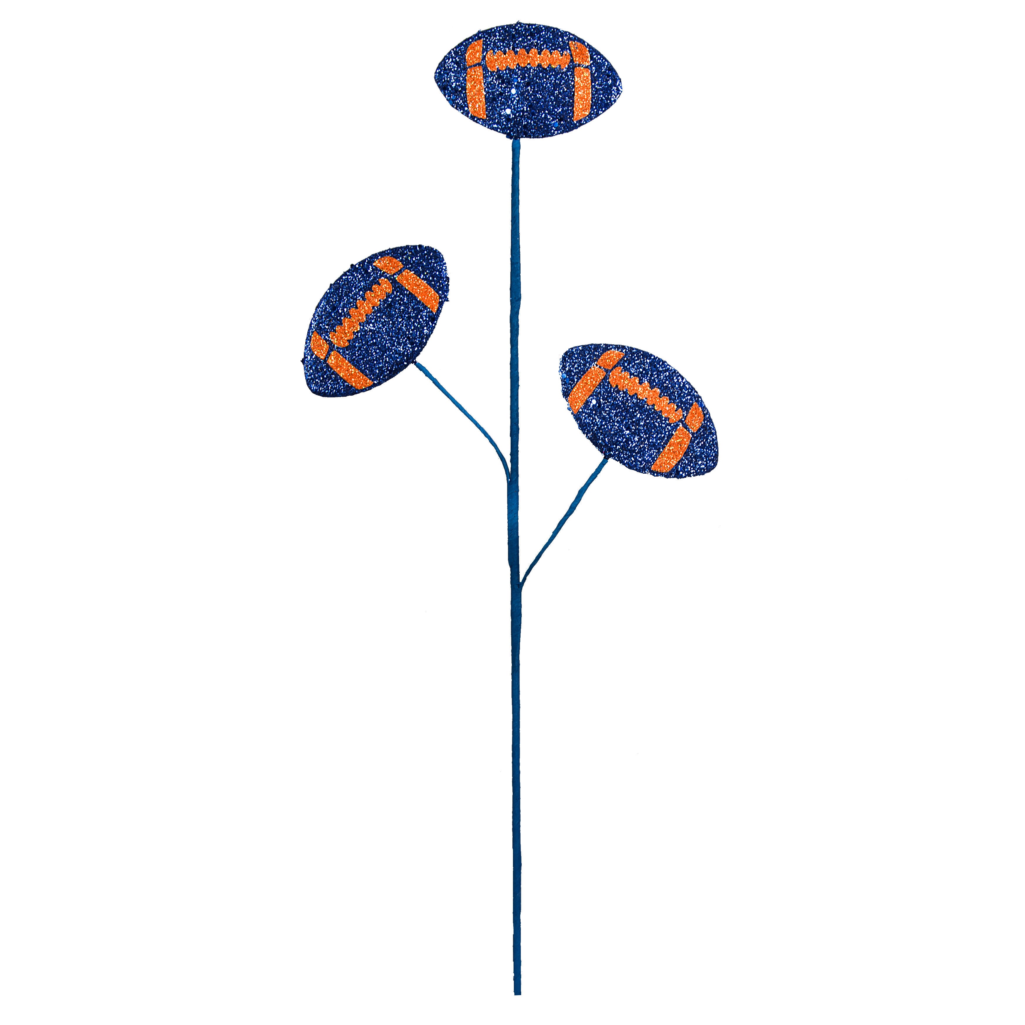 24" Glitter Triple Football Pick: Navy Blue & Orange detail photo 3