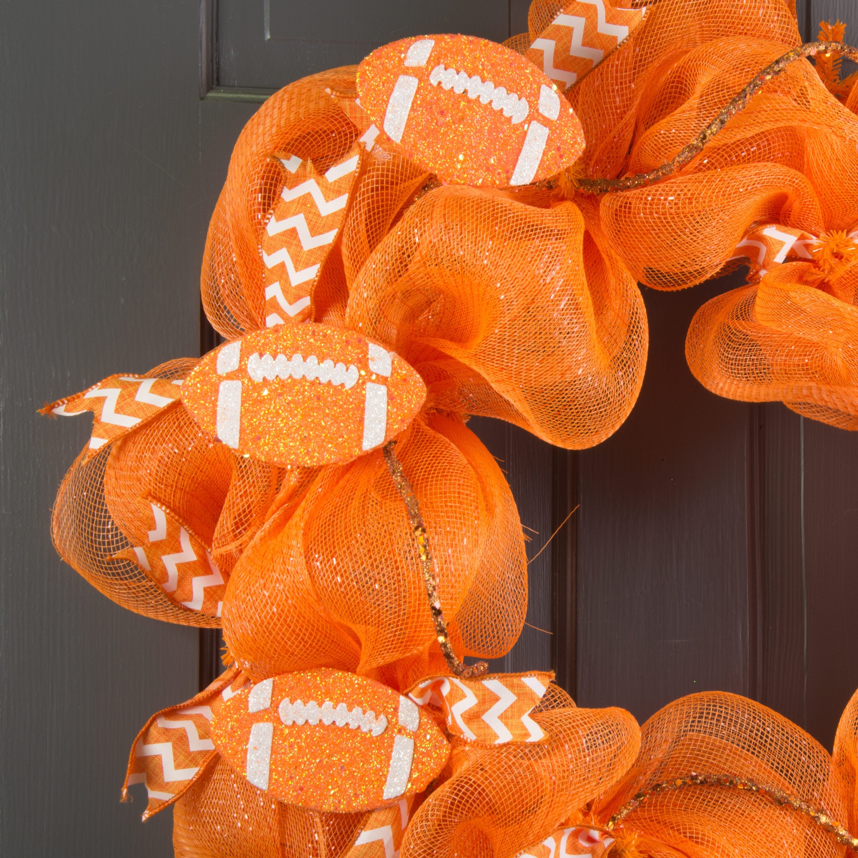 24" Glitter Triple Football Pick: Orange & White Lifestyle Photo