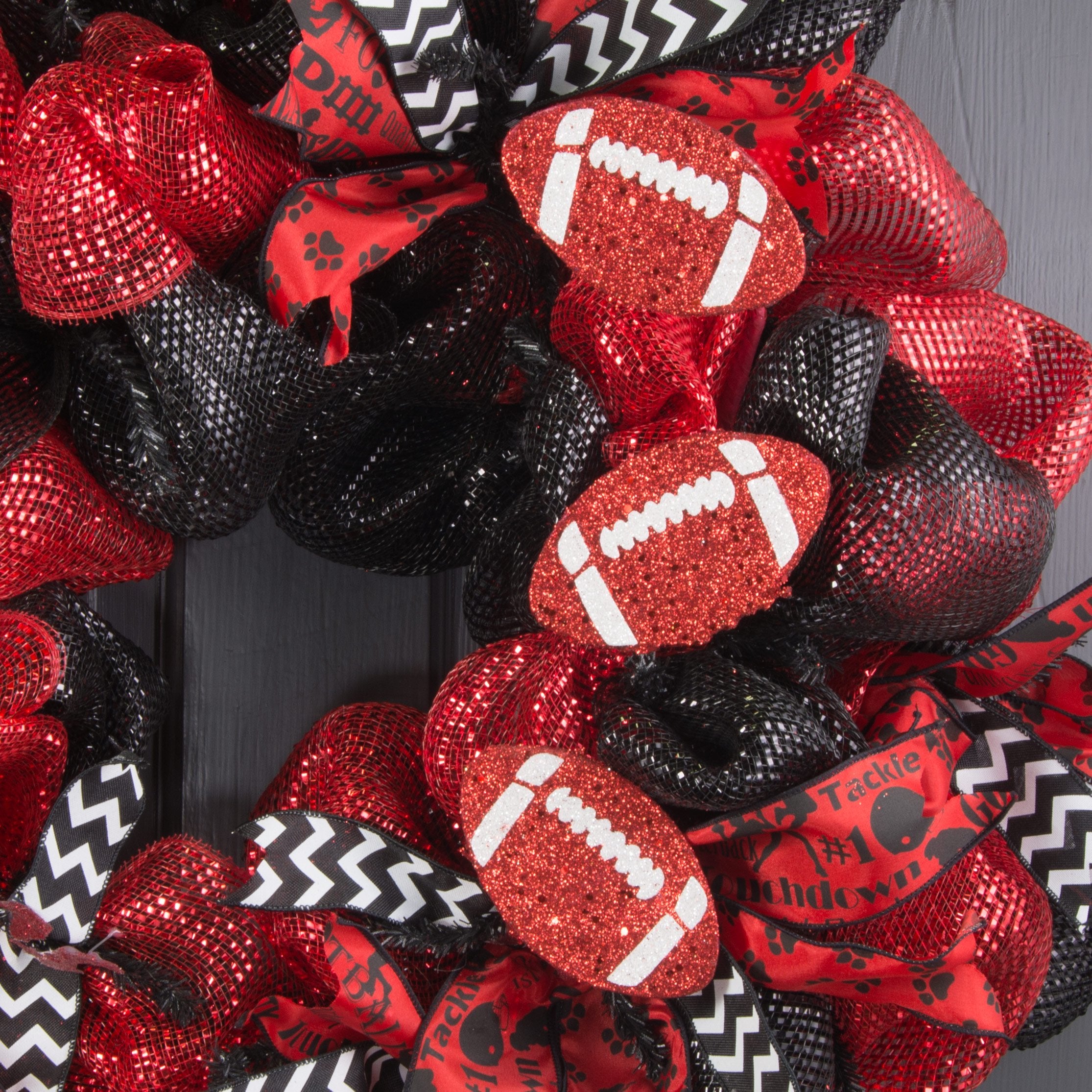 24" Glitter Triple Football Pick: Red & White Lifestyle Photo