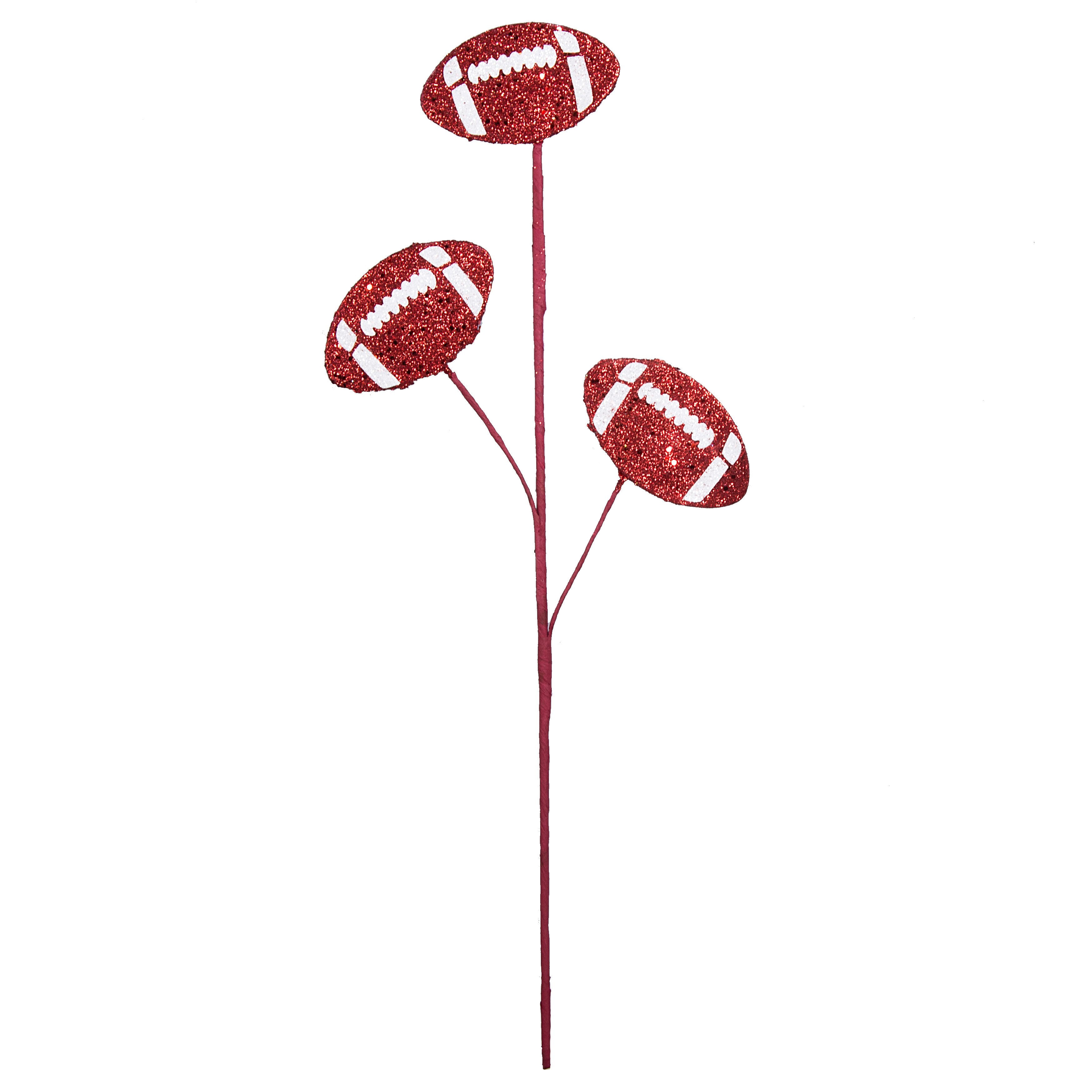 24" Glitter Triple Football Pick: Red & White detail photo 3