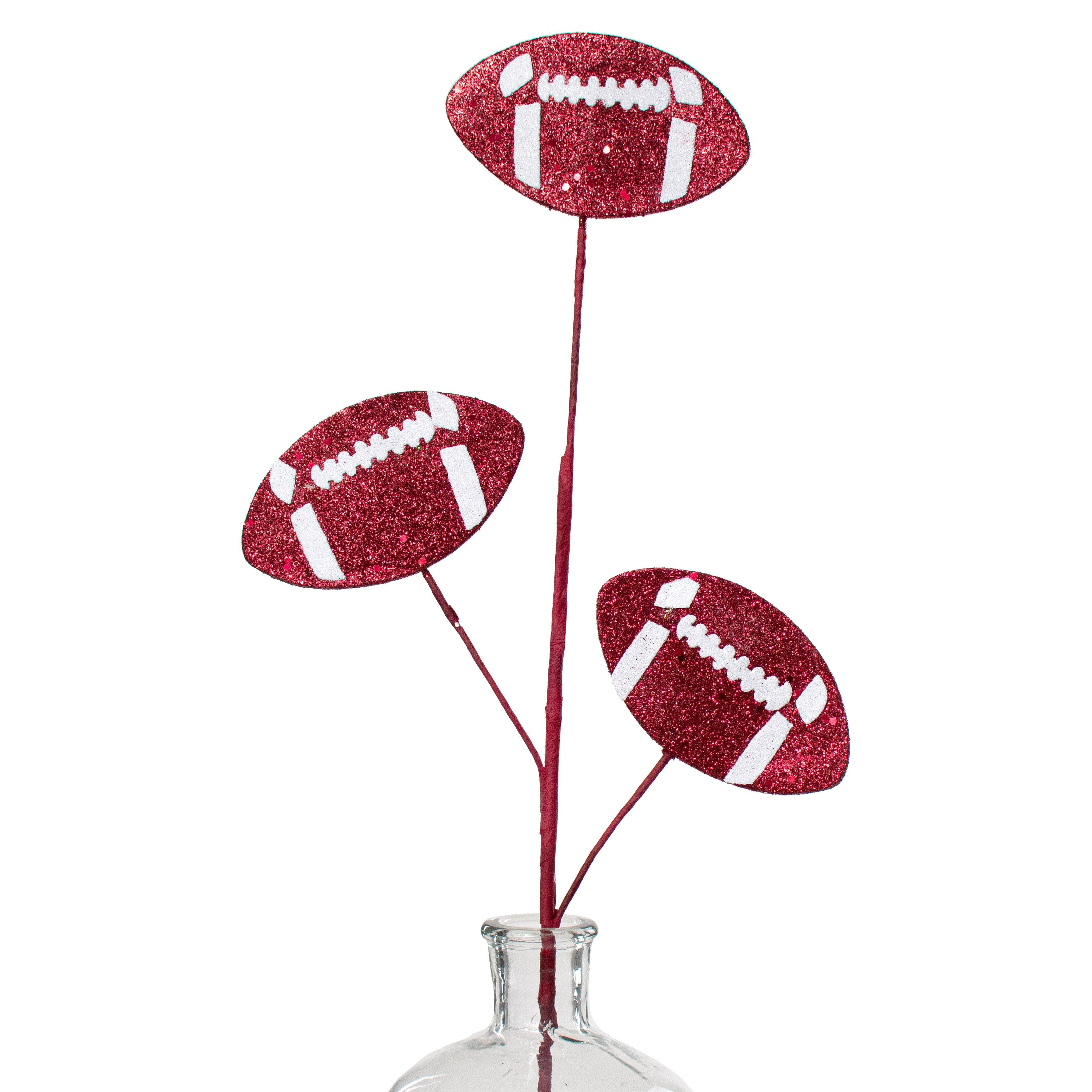 24" Glitter Triple Football Pick: Red & White Item Number: MZ185232