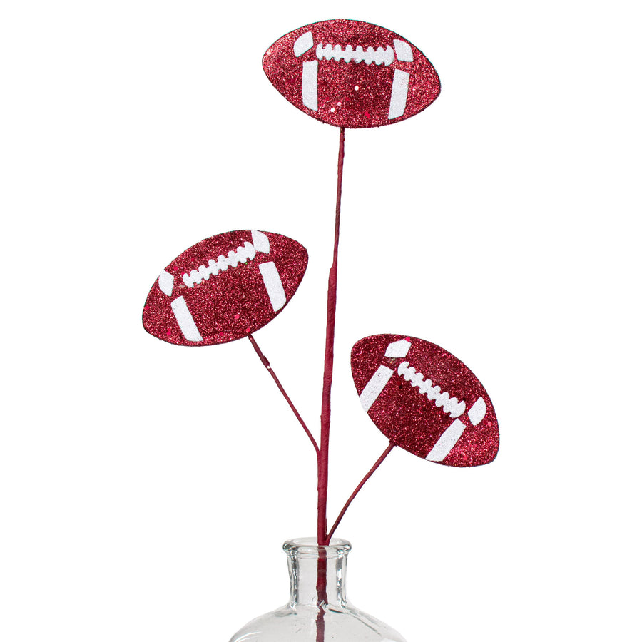 24" Glitter Triple Football Pick: Red & White Item Number: MZ185232