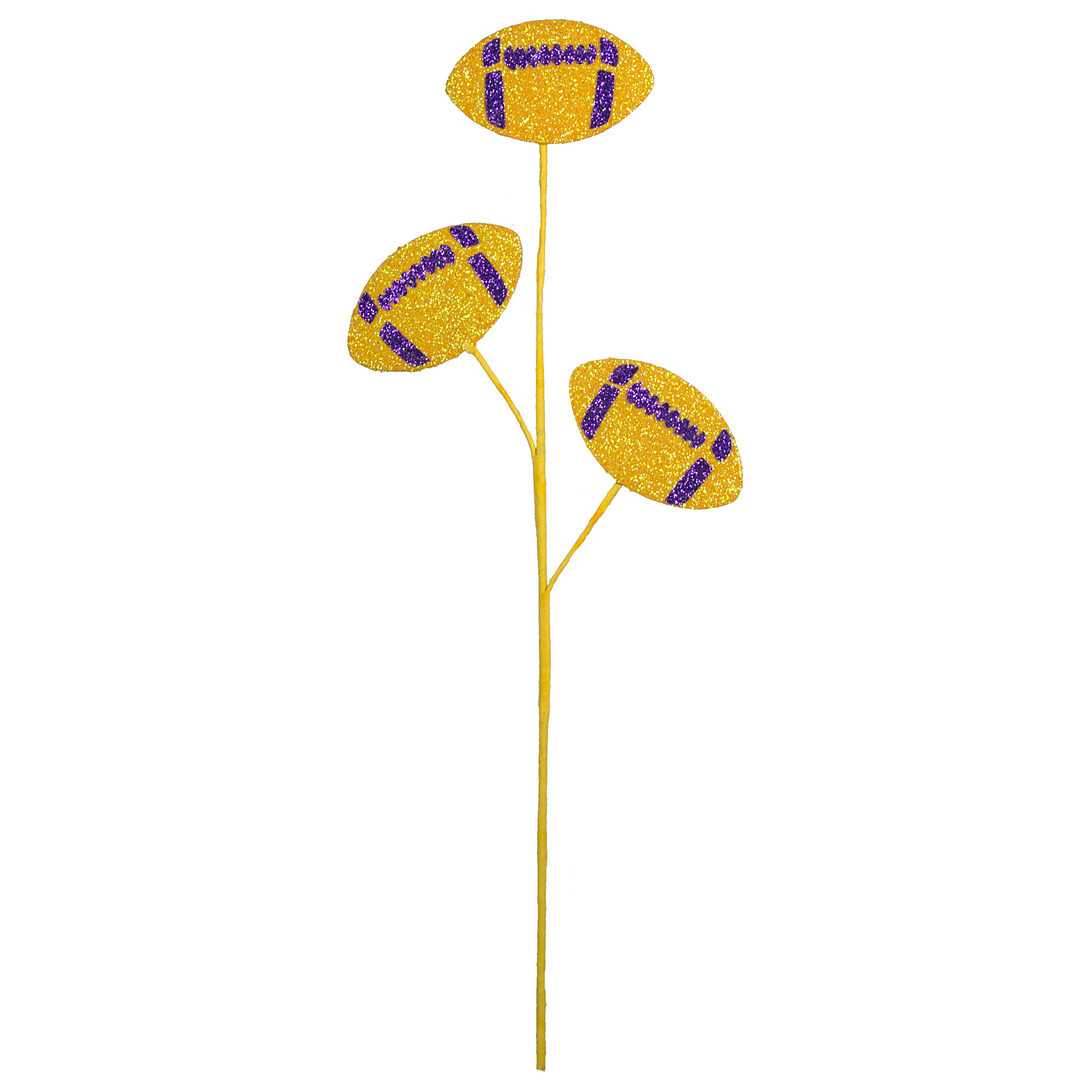 24" Glitter Triple Football Pick: Yellow & Purple detail photo 3