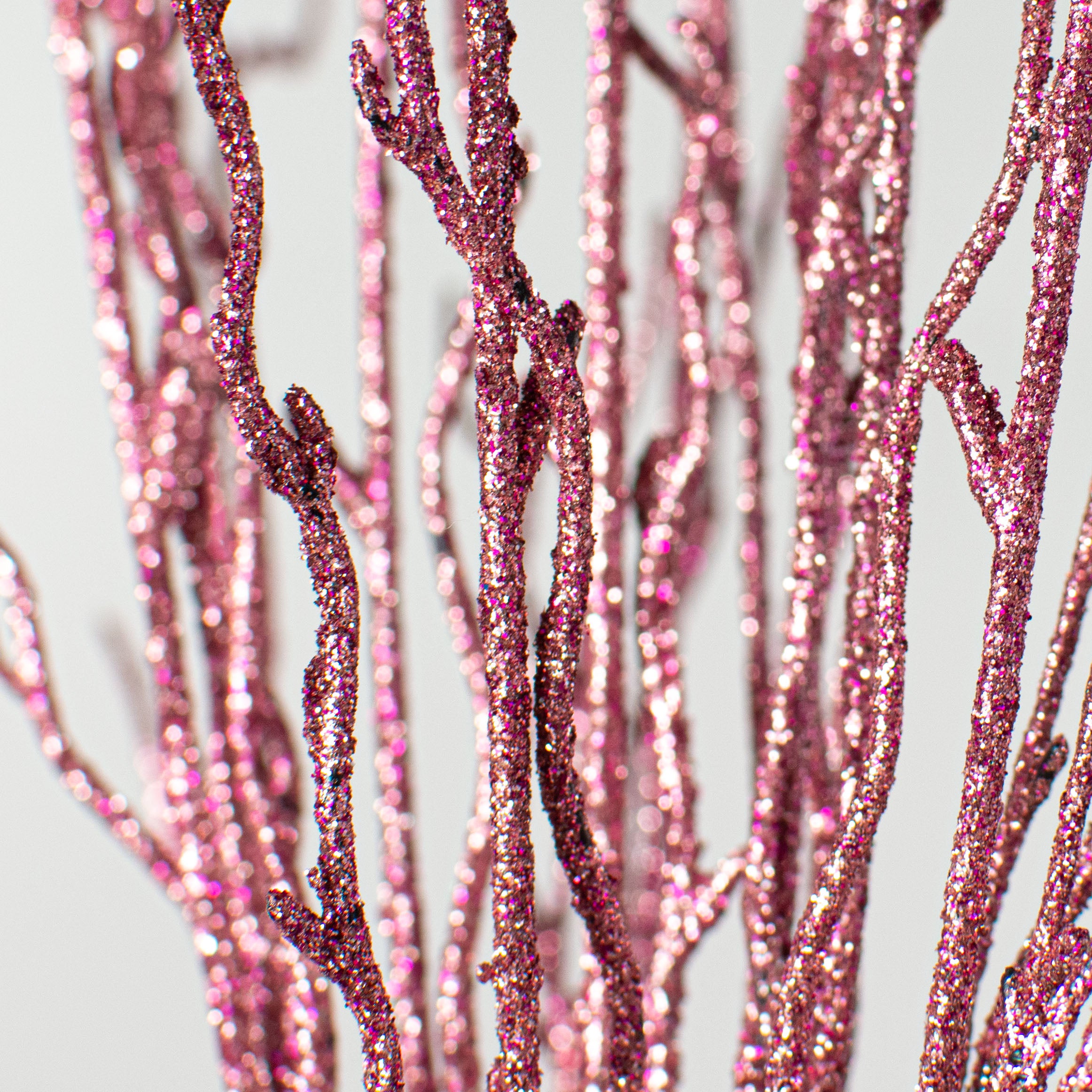 24" Glitter Twig Broom: Fuchsia & Black detail photo 5